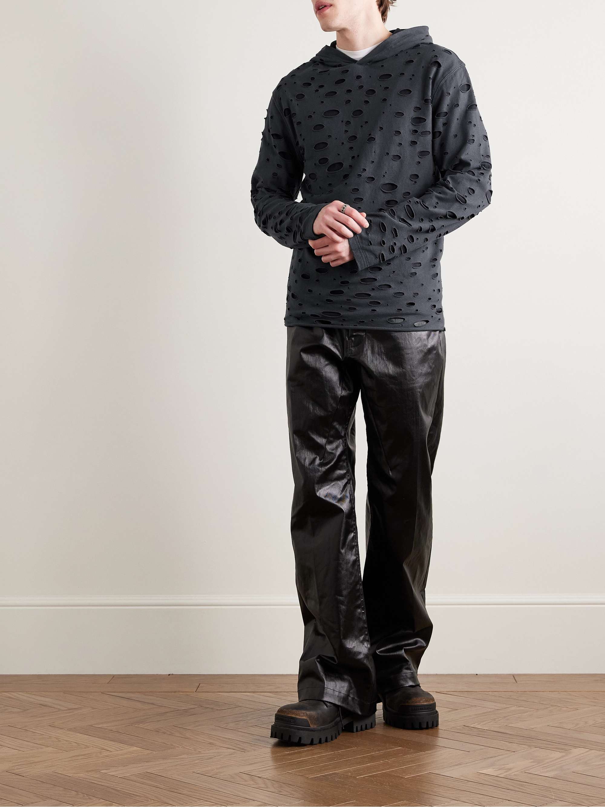 Eipe Distressed Cotton-Jersey Hoodie view