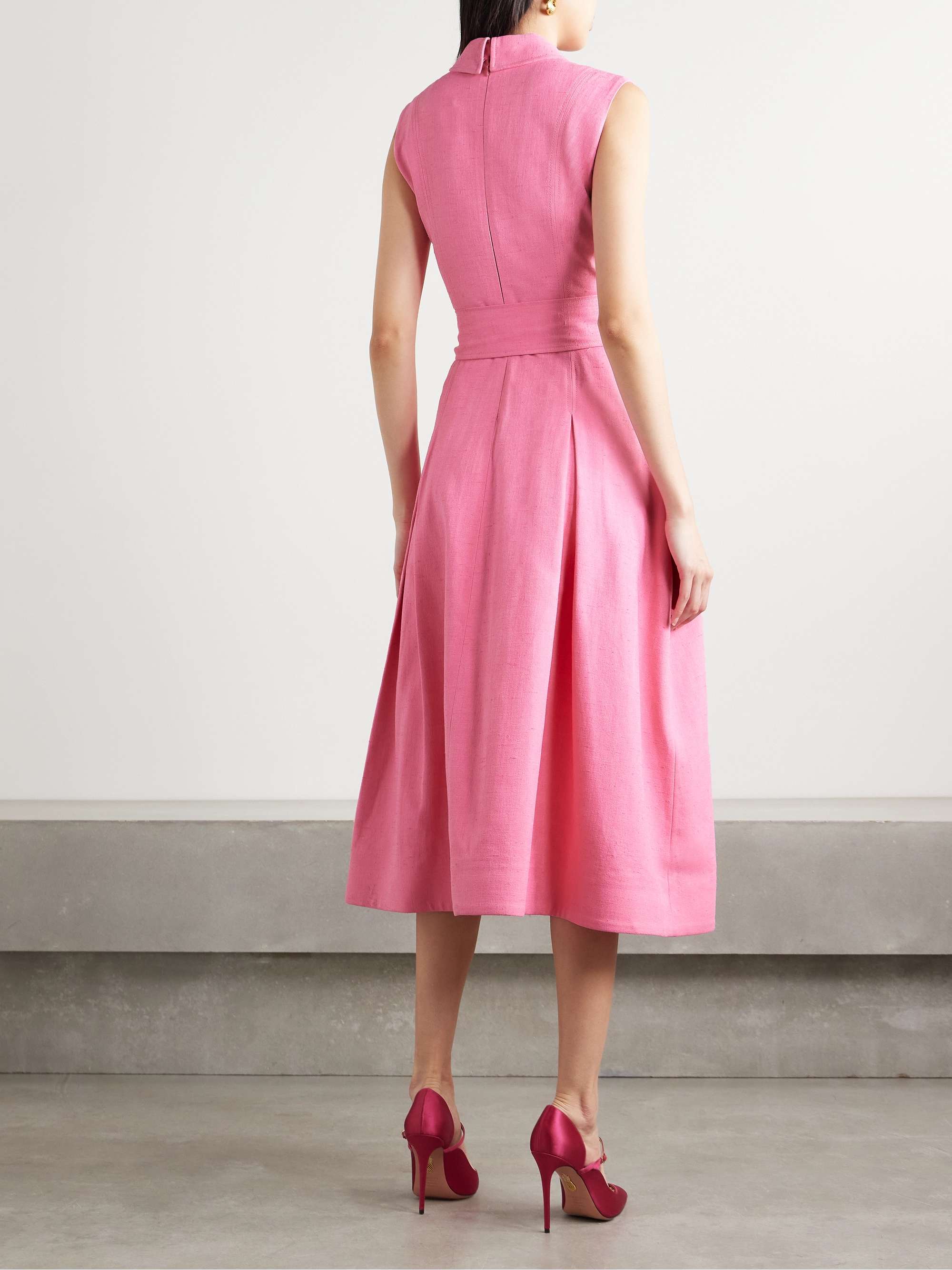 Belted woven midi shirt dress view