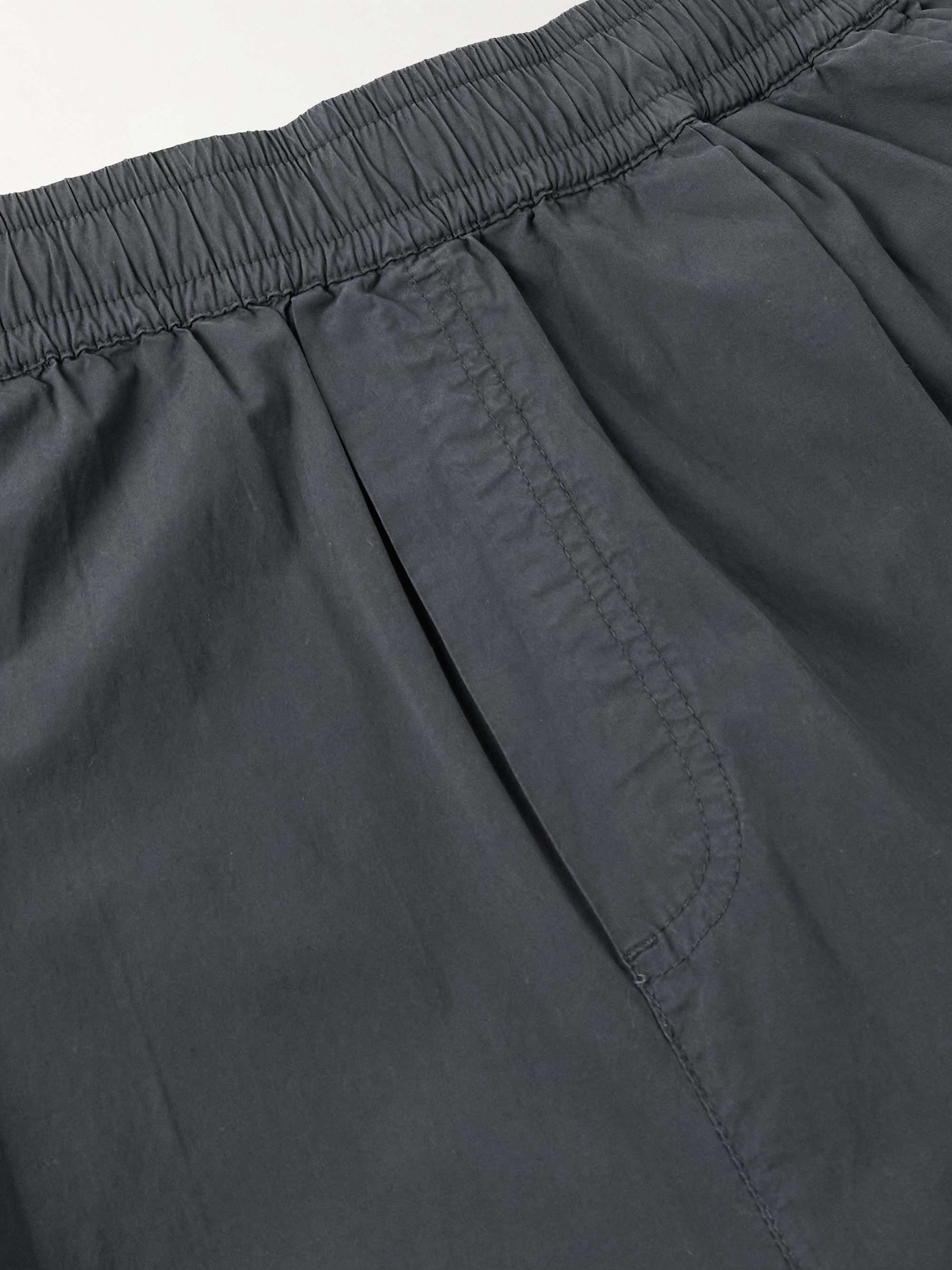 Straight-Leg Pleated Garment-Dyed Stretch-Cotton Poplin Trousers view