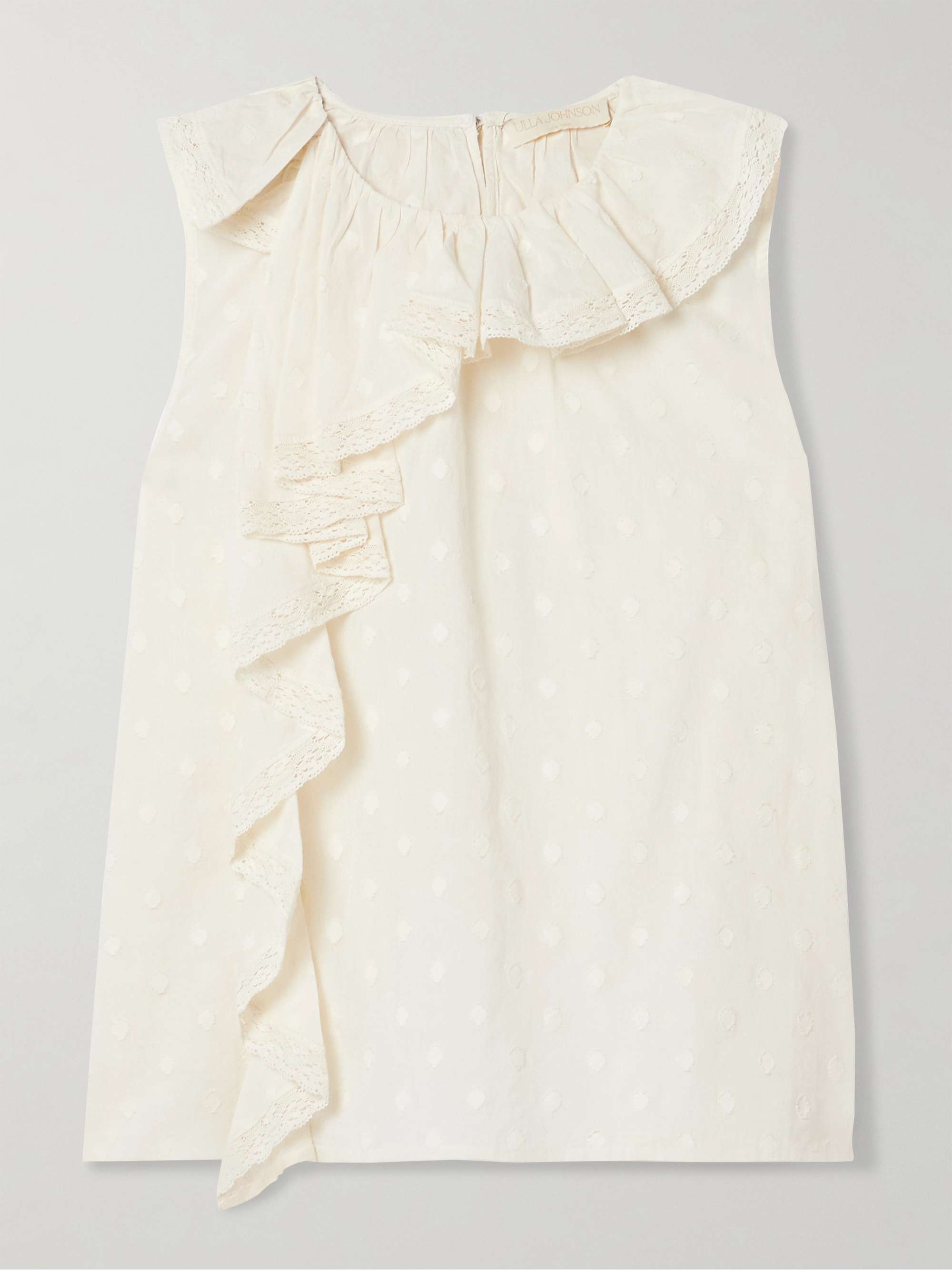 Thalia lace-trimmed ruffled fil coupé cotton-voile tank hero visual