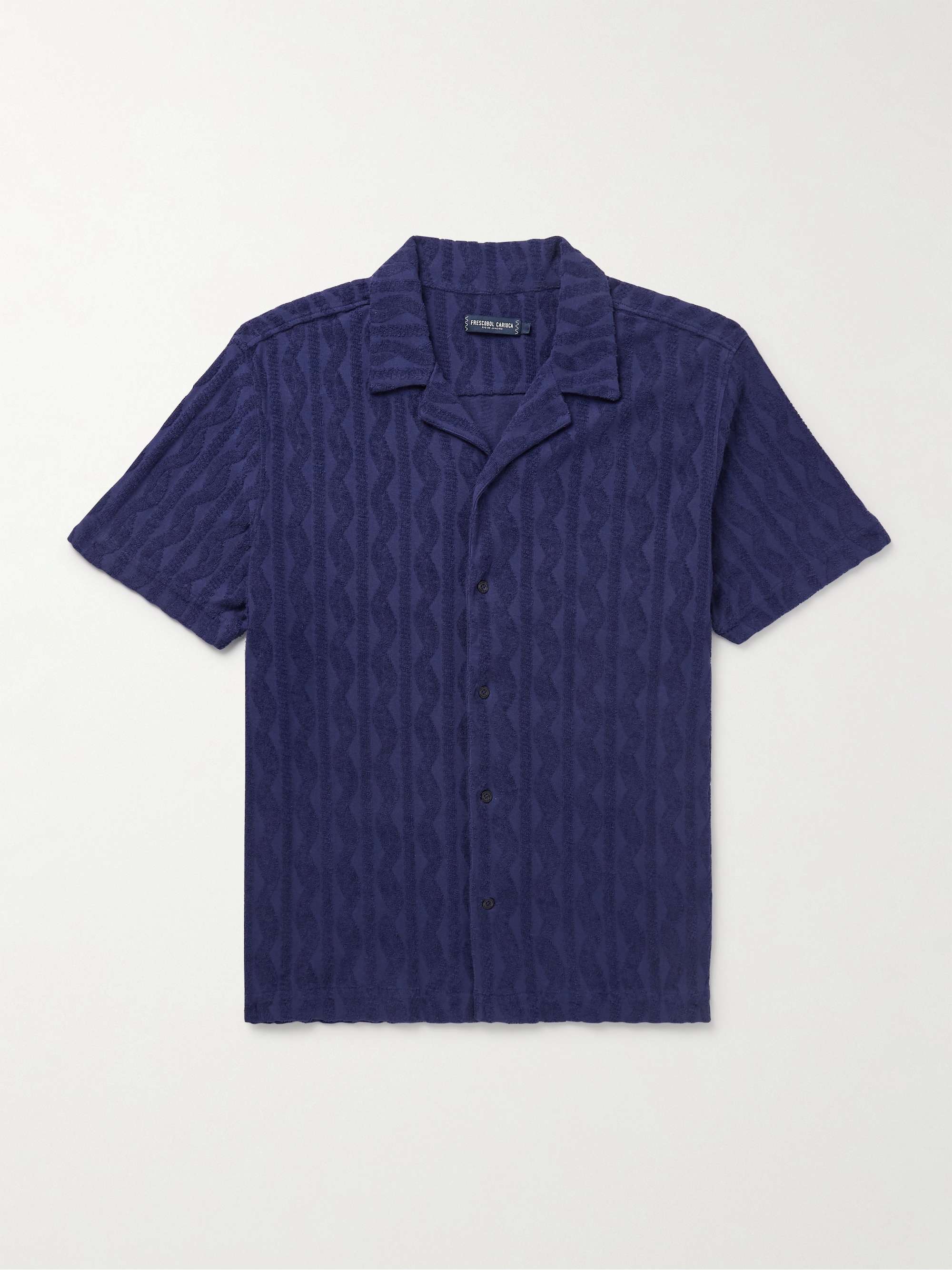 Roberto Camp-Collar Jacquard-Knit Organic Cotton-Terry Shirt hero visual
