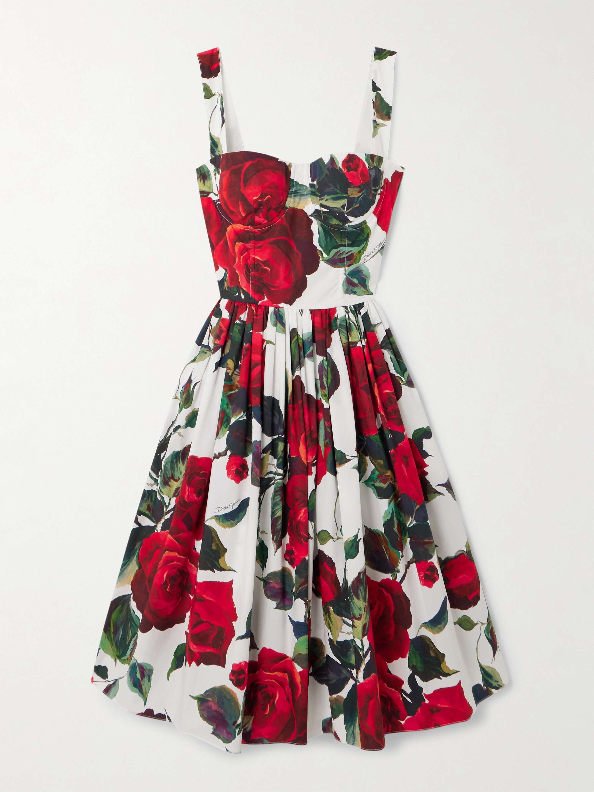 Pleated floral-print cotton-poplin dress hero visual