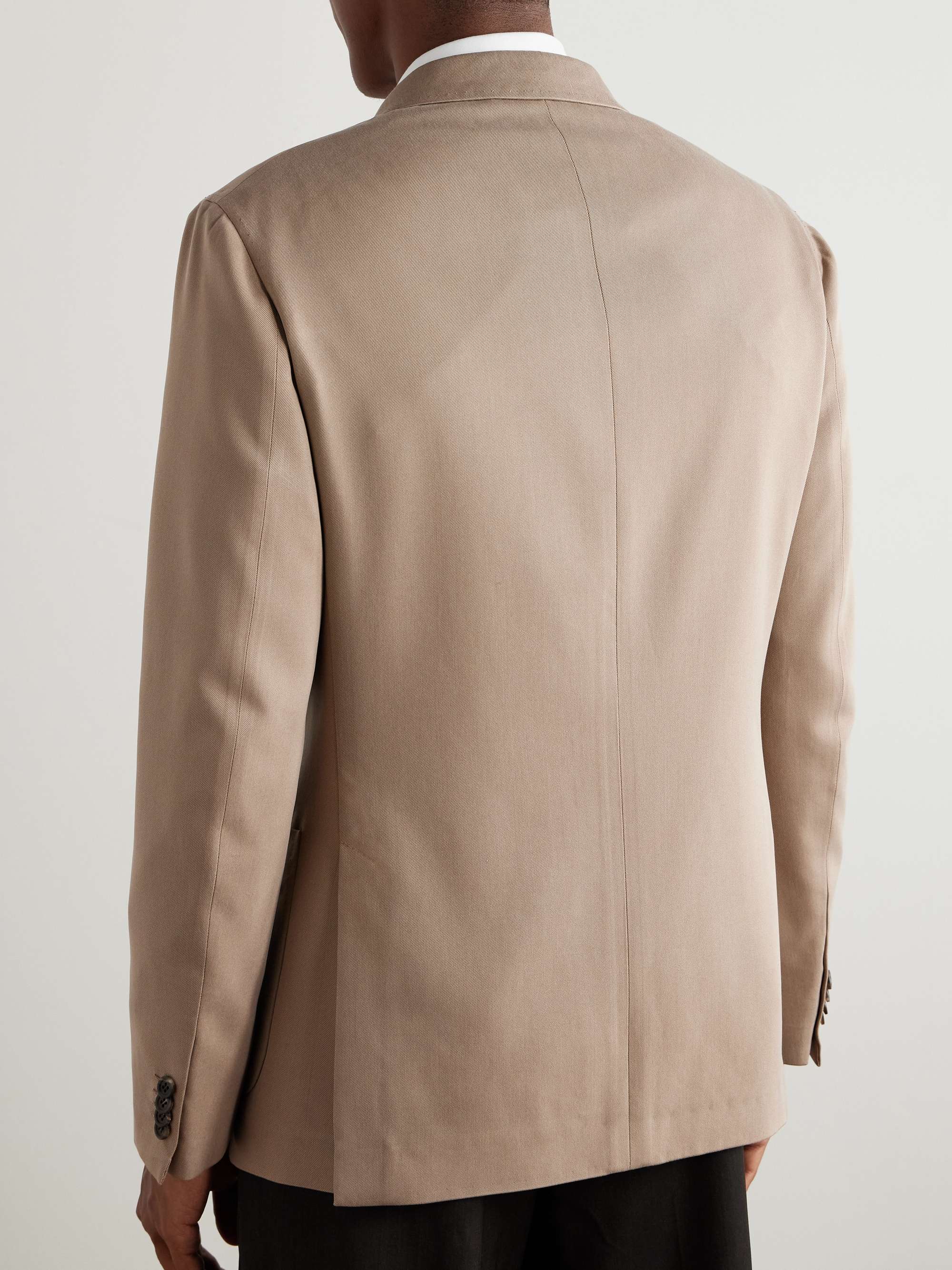 Soffio Double-Breasted Silk-Twill Blazer view