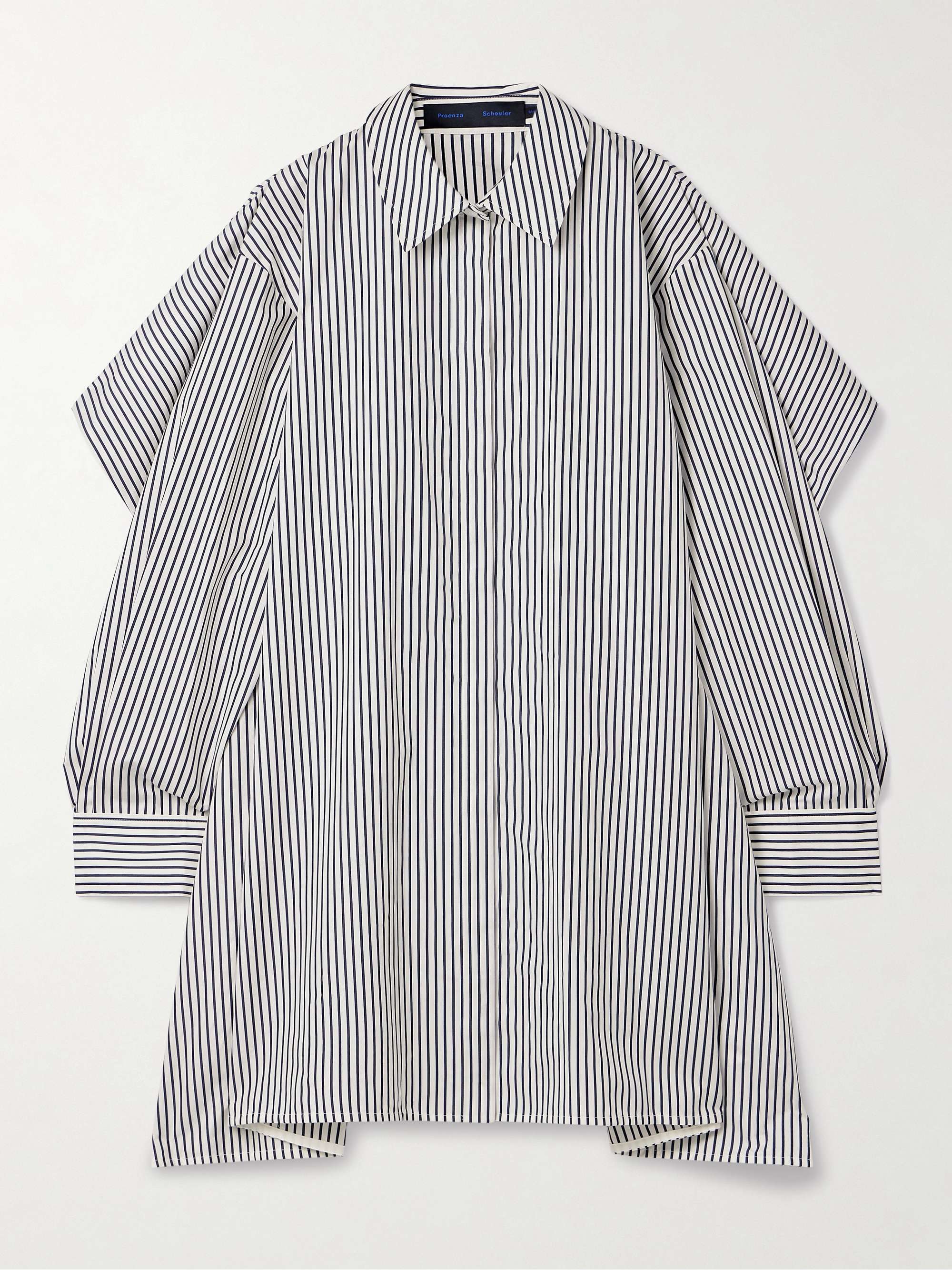 Isla cape-effect striped cotton and silk-blend poplin mini shirt dress hero visual