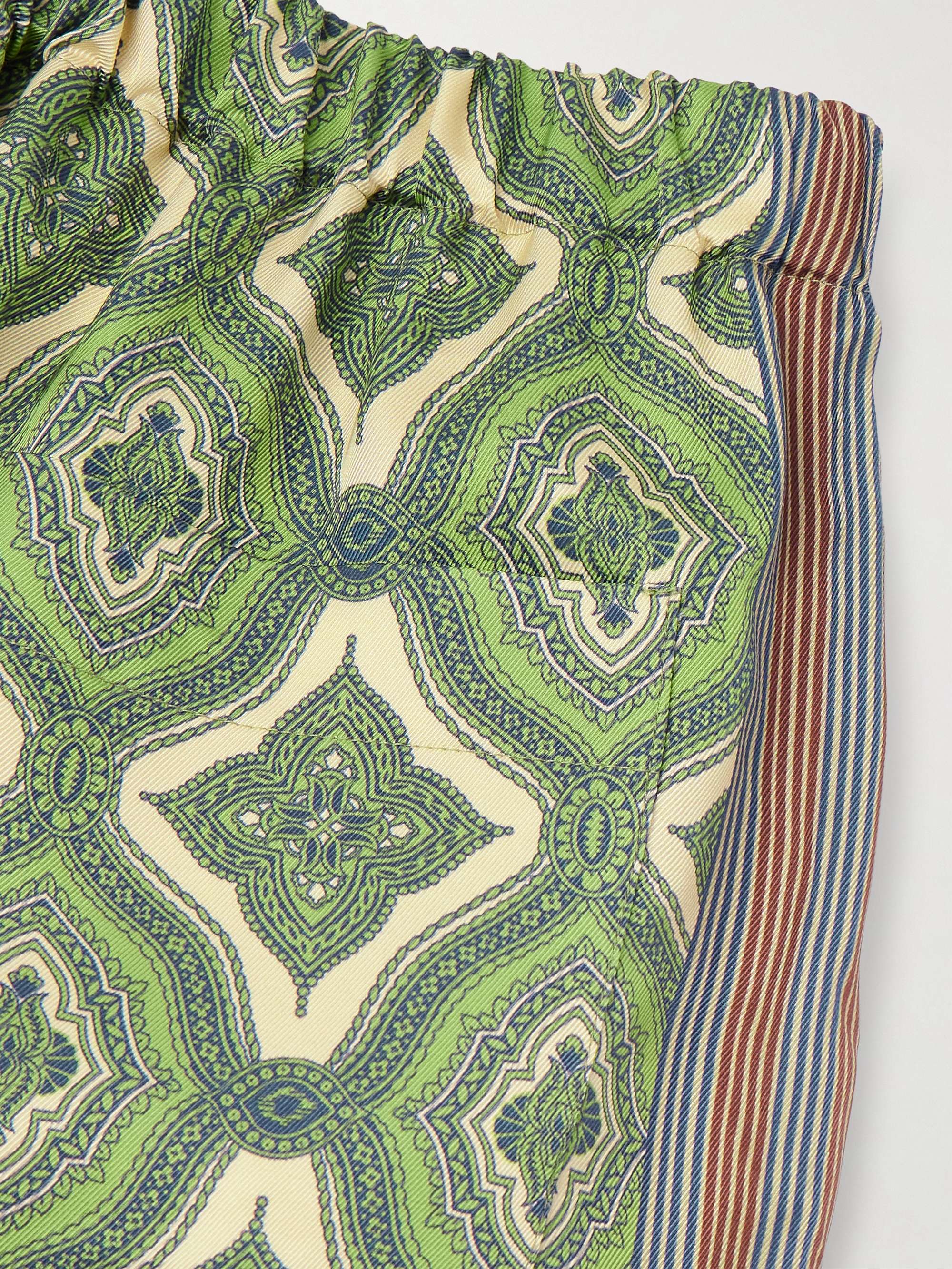 Harlequin Straight-Leg Pleated Striped Paisley-Print Satin-Twill Suit Trousers view
