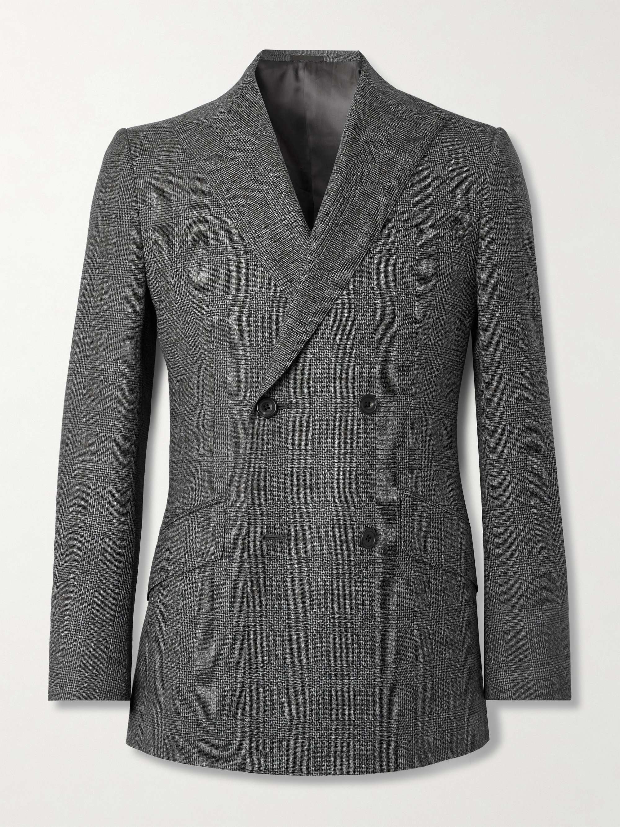 Jaspe Slim-Fit Double-Breasted Prince of Wales Checked Wool Blazer hero visual