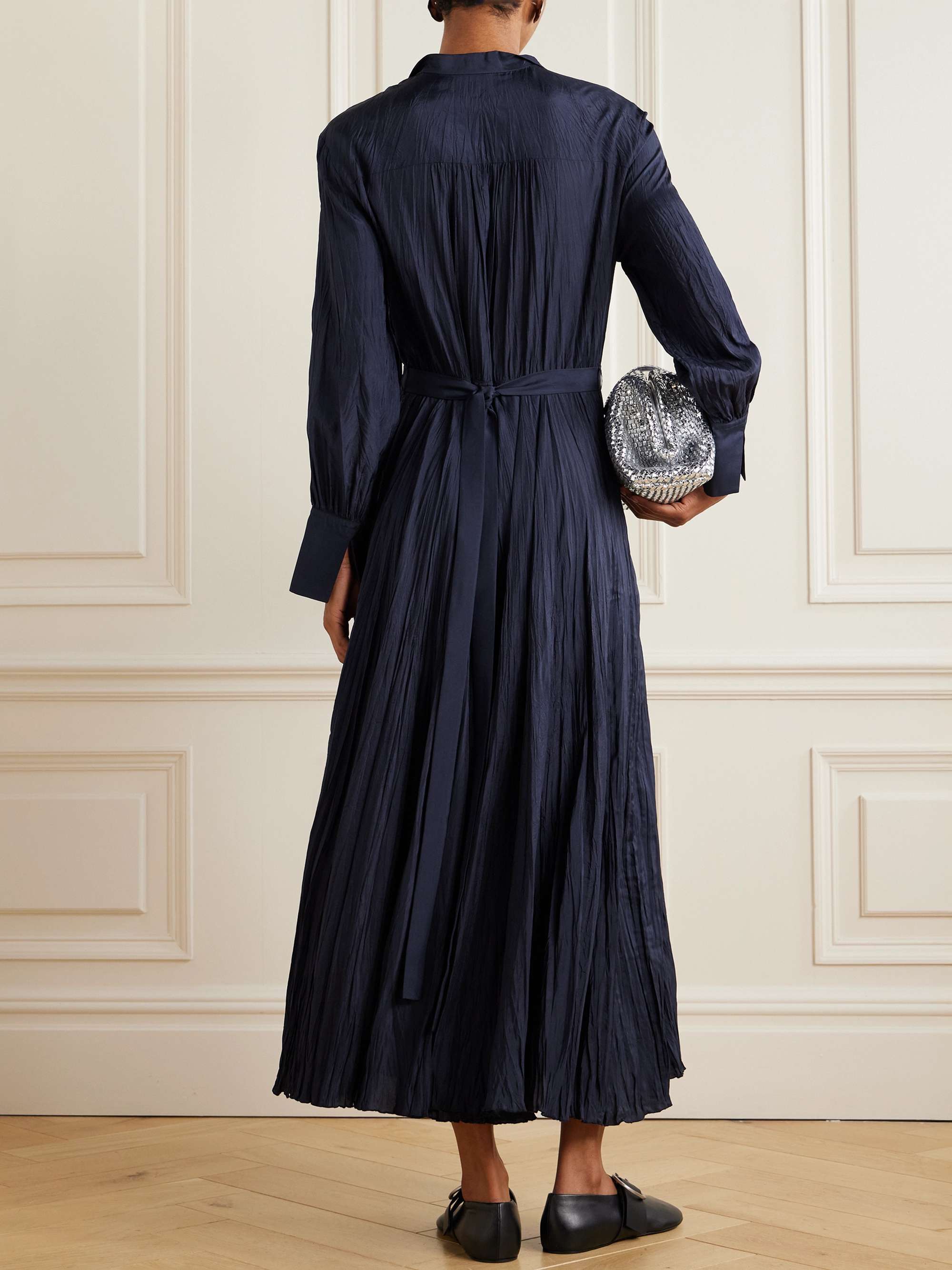 Lisa crinkled silk-habotai maxi dress view