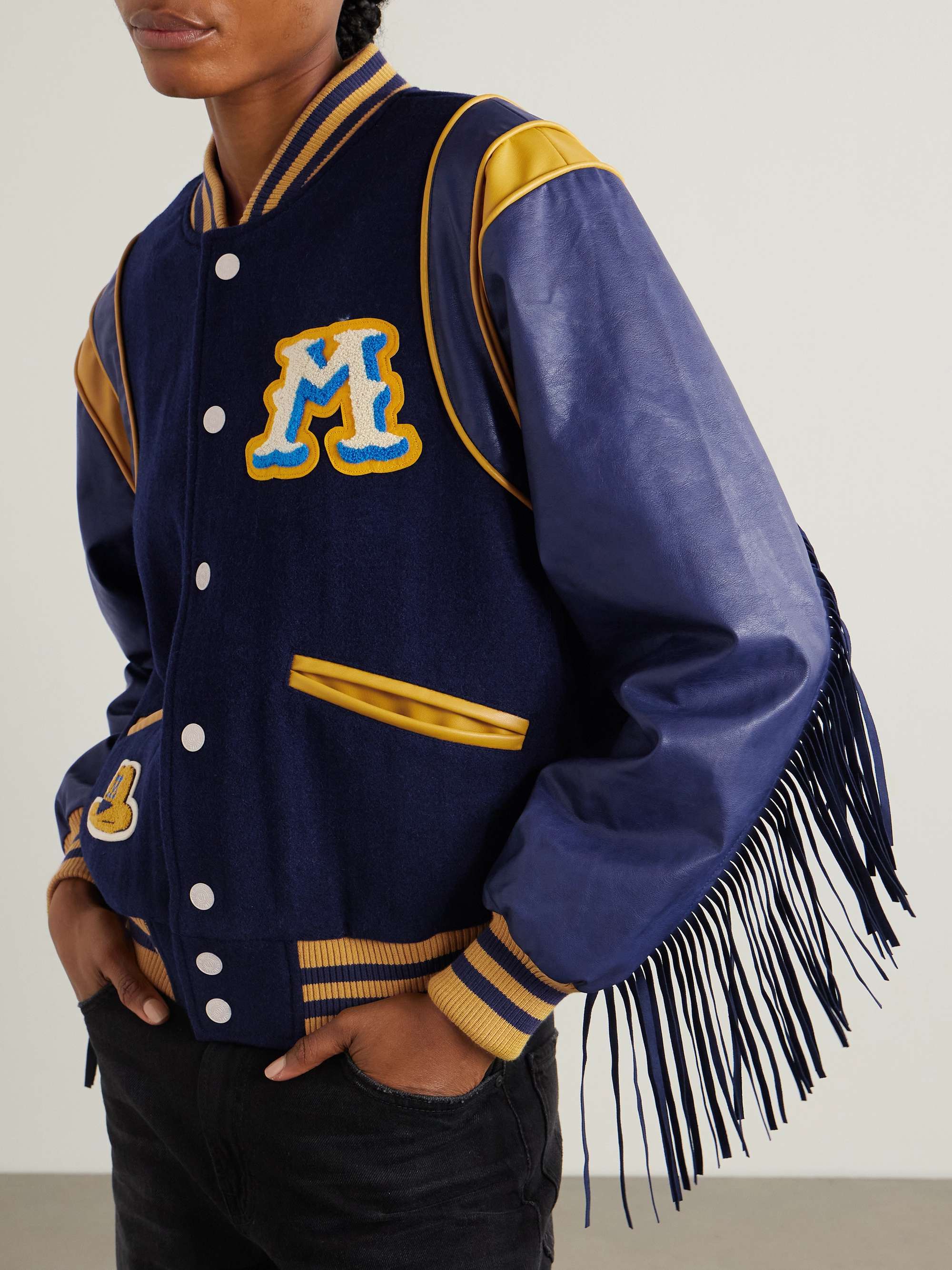 The Fringe Team Spirit appliquéd wool-blend bomber jacket view