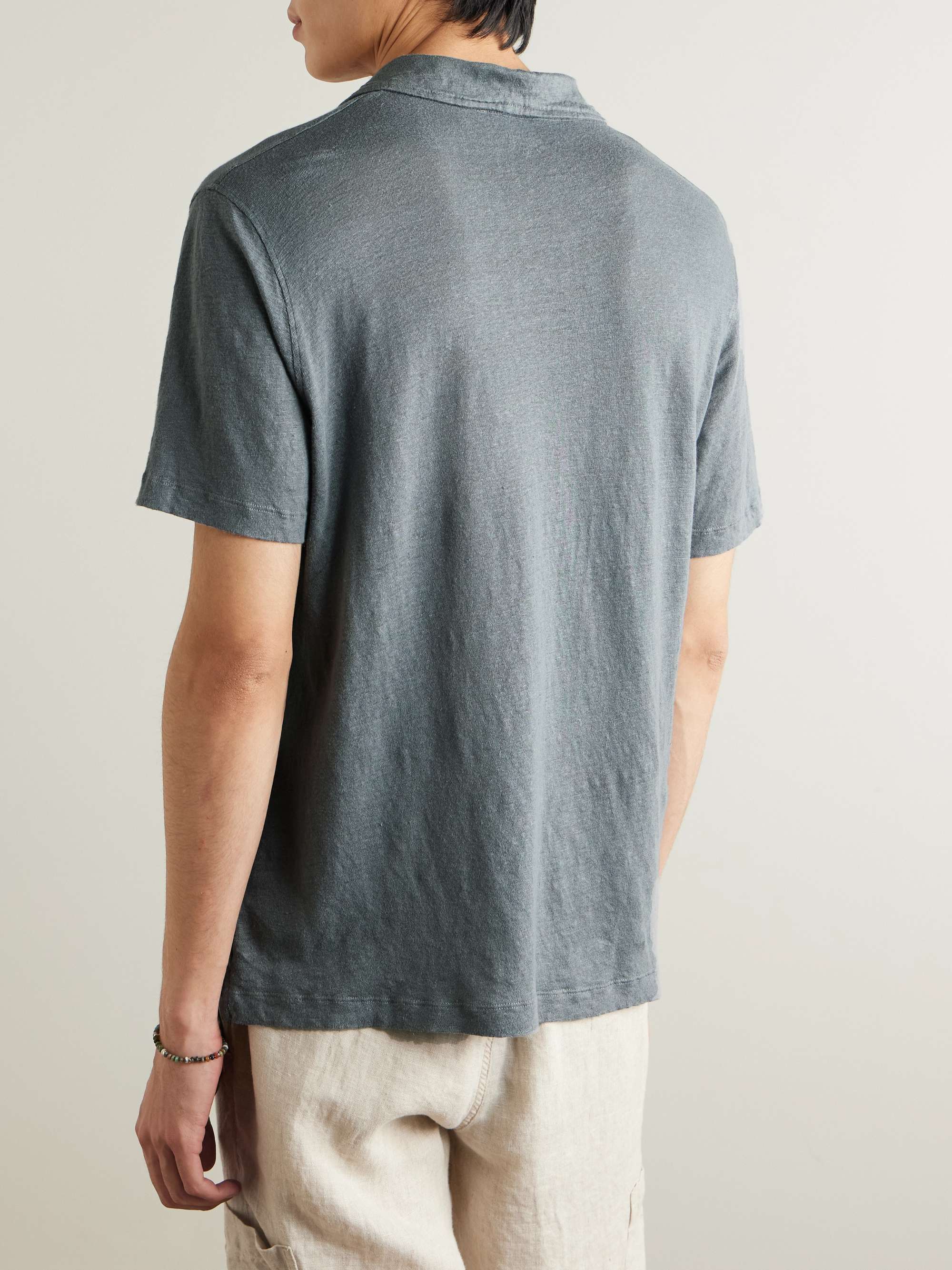 Garment-Dyed Linen Polo Shirt view