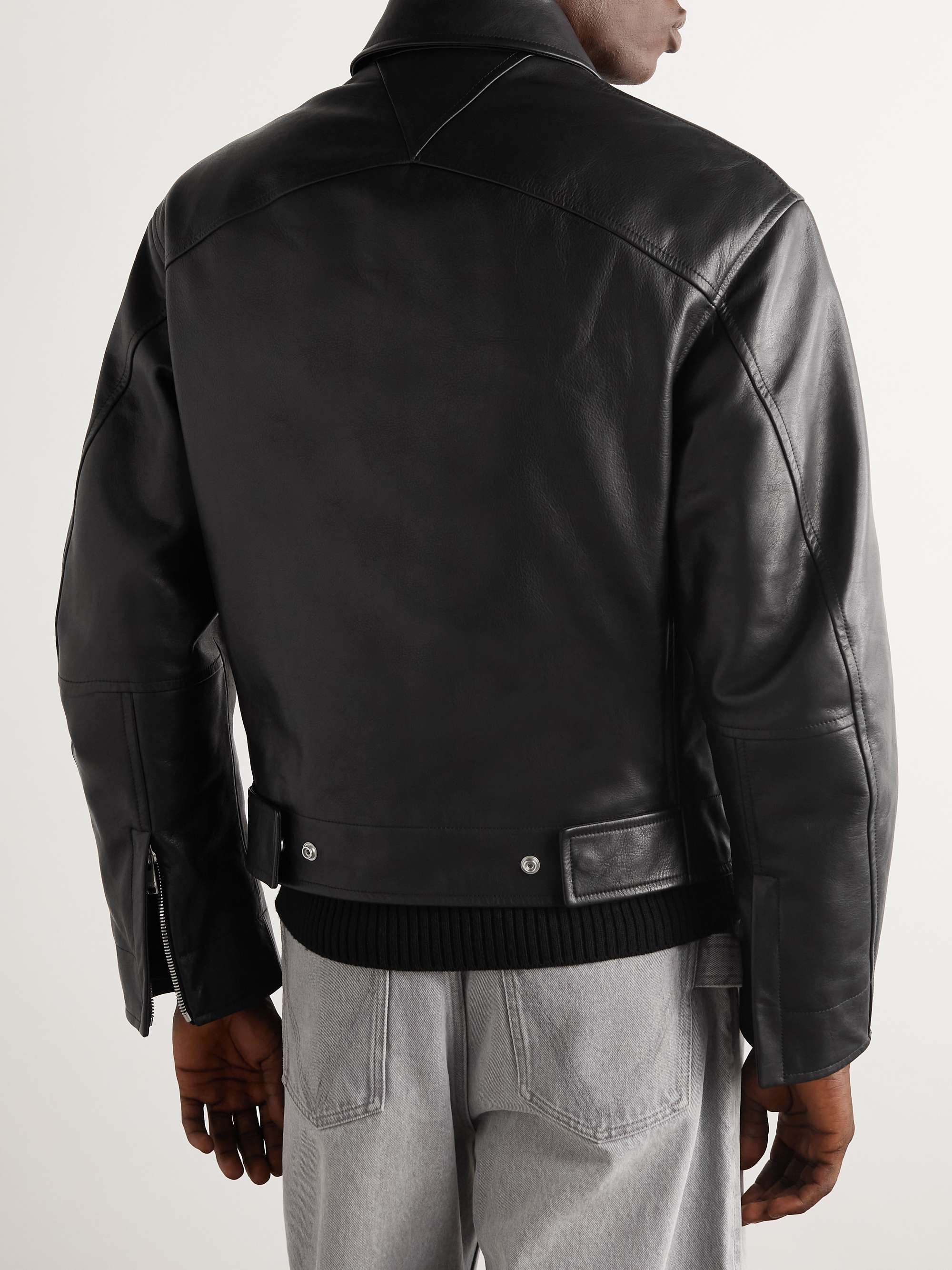Textured-Leather Blouson Jacket view