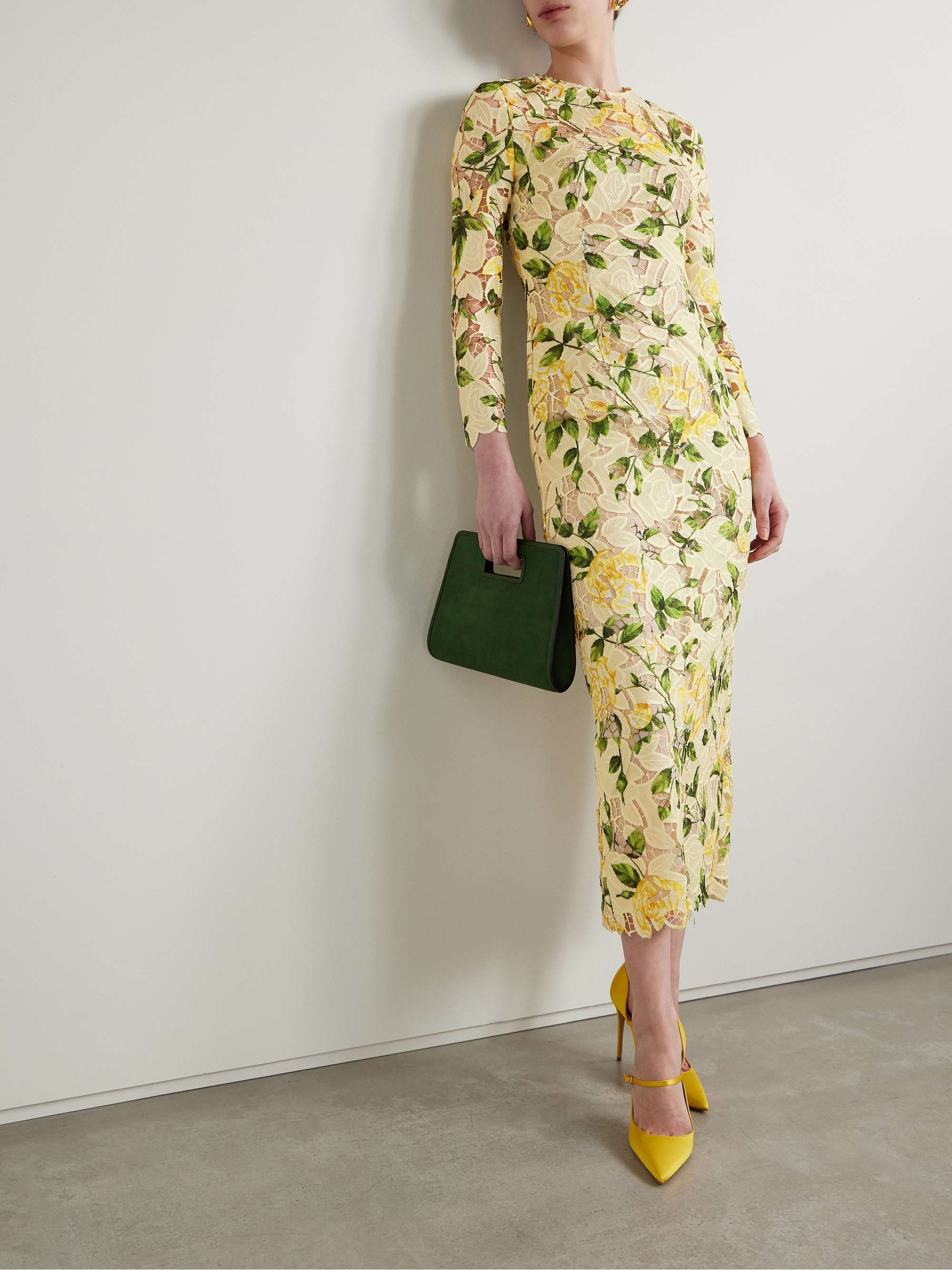 Floral-print guipure lace maxi dress view