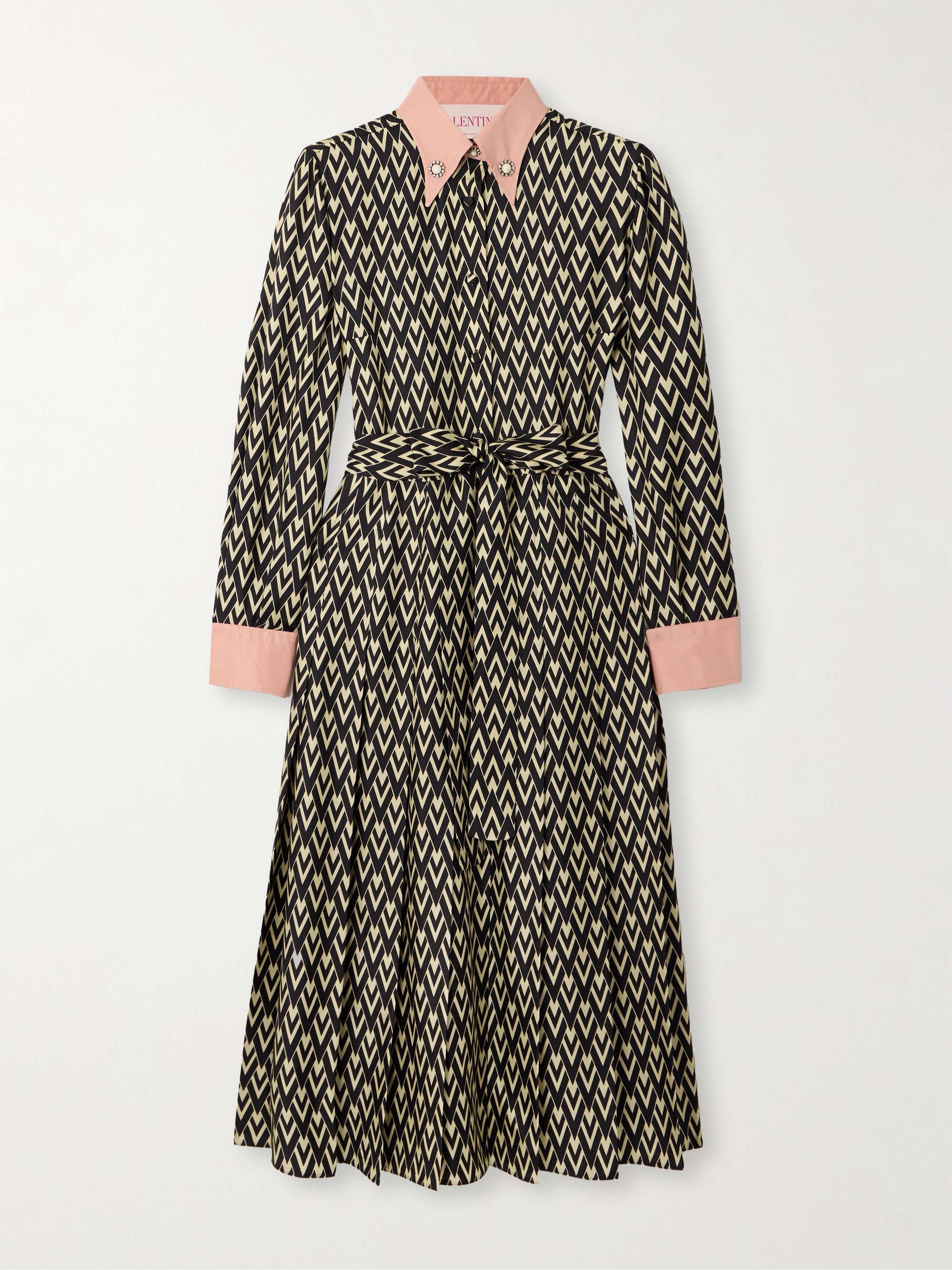 Embellished belted printed silk-twill midi shirt dress hero visual