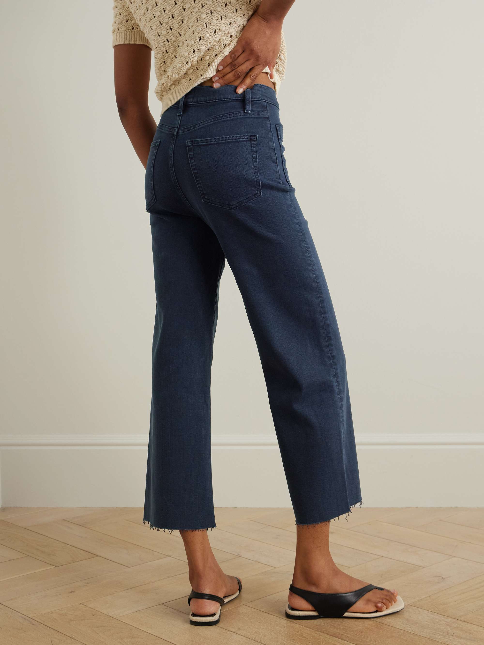 The Anchor frayed cropped high-rise wide-leg jeans view