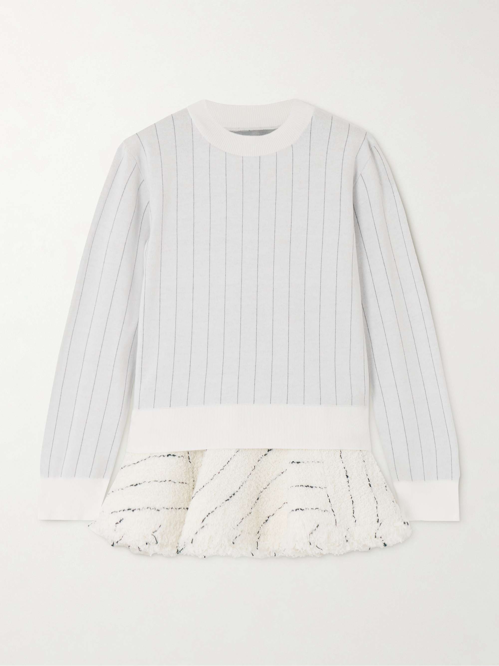 Layered striped cotton and bouclé-tweed sweater hero visual