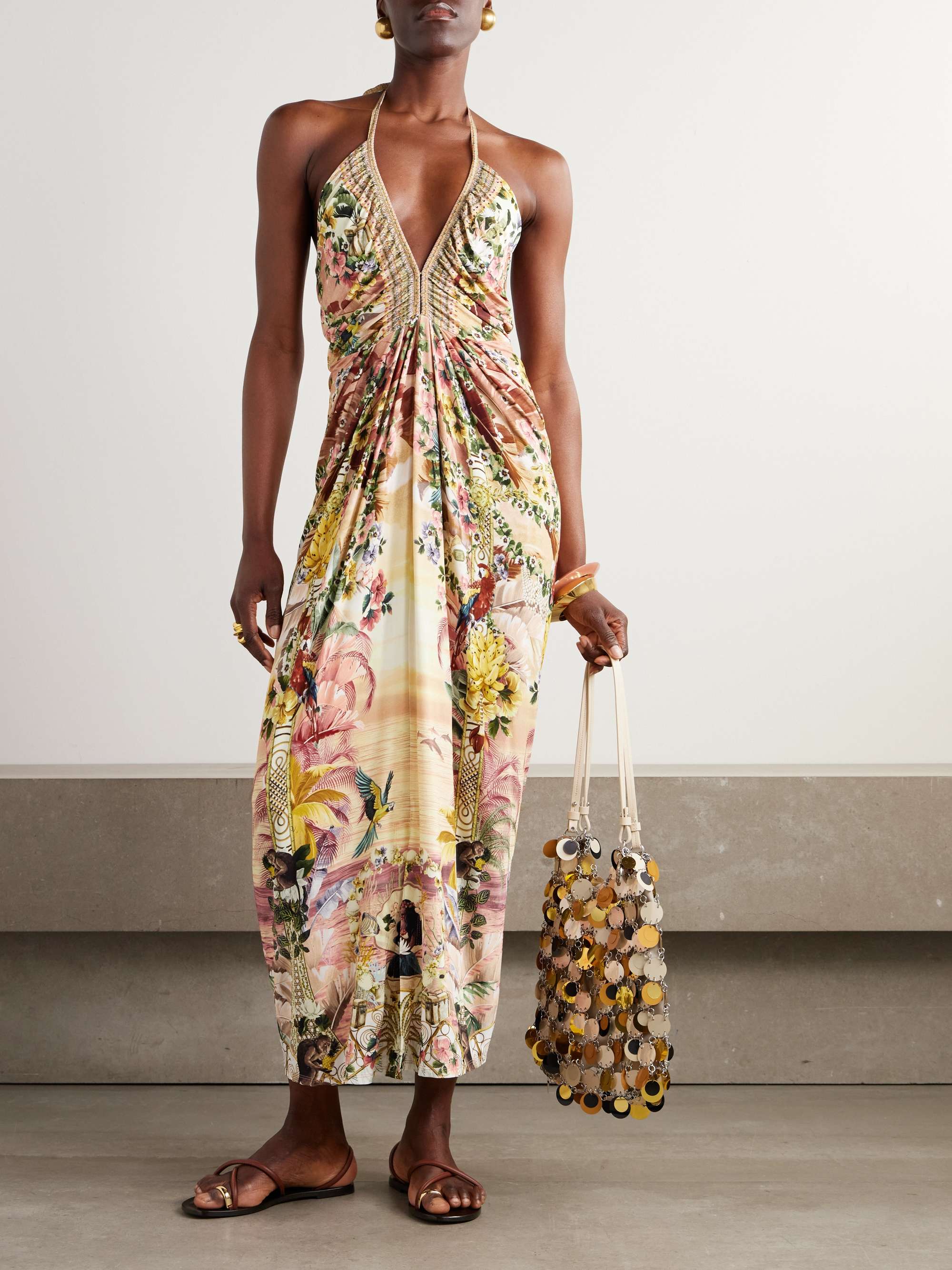 + The White Lotus crystal-embellished printed silk-jersey maxi dress view