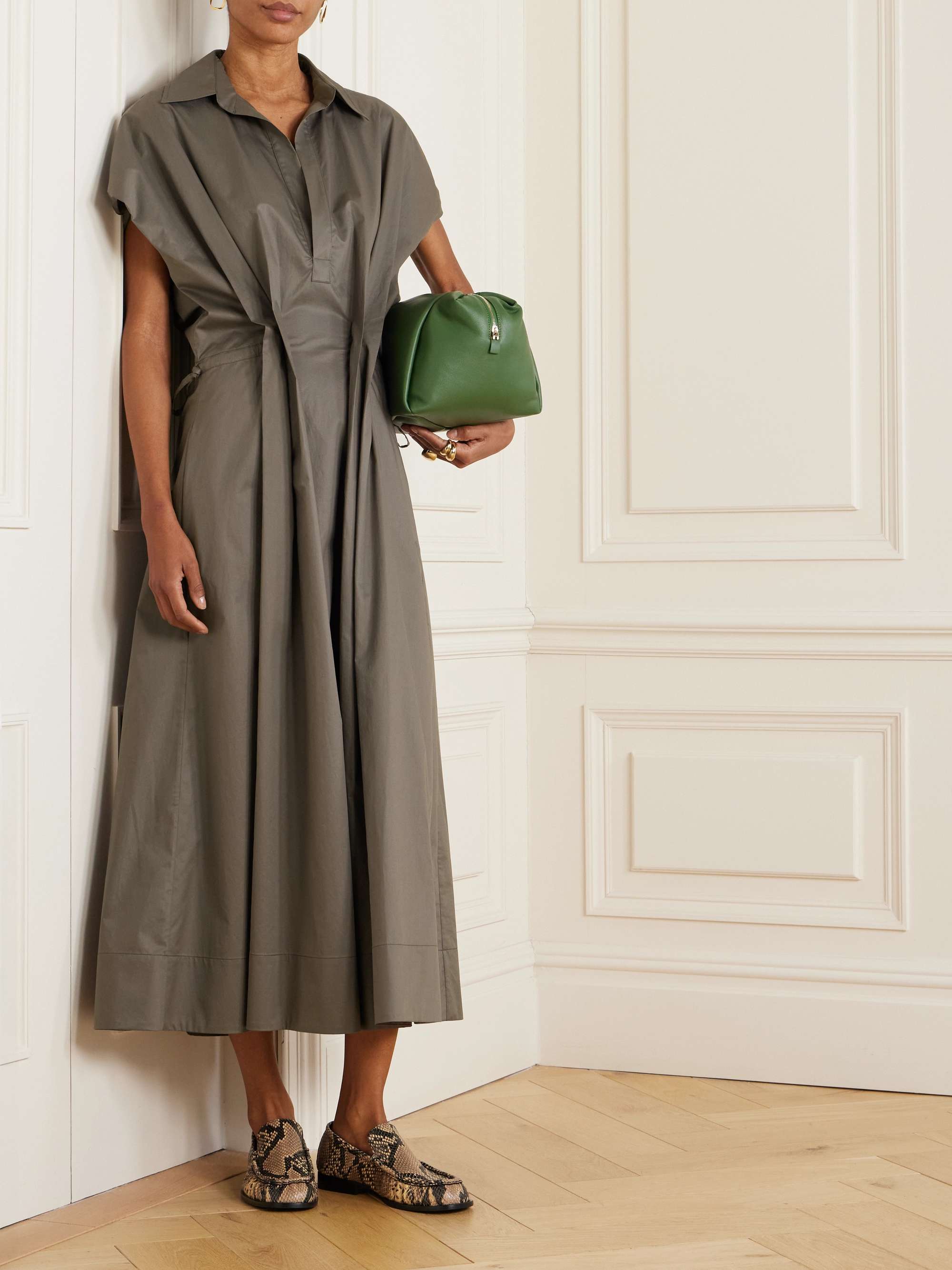 Giulia pleated cotton-poplin midi shirt dress view