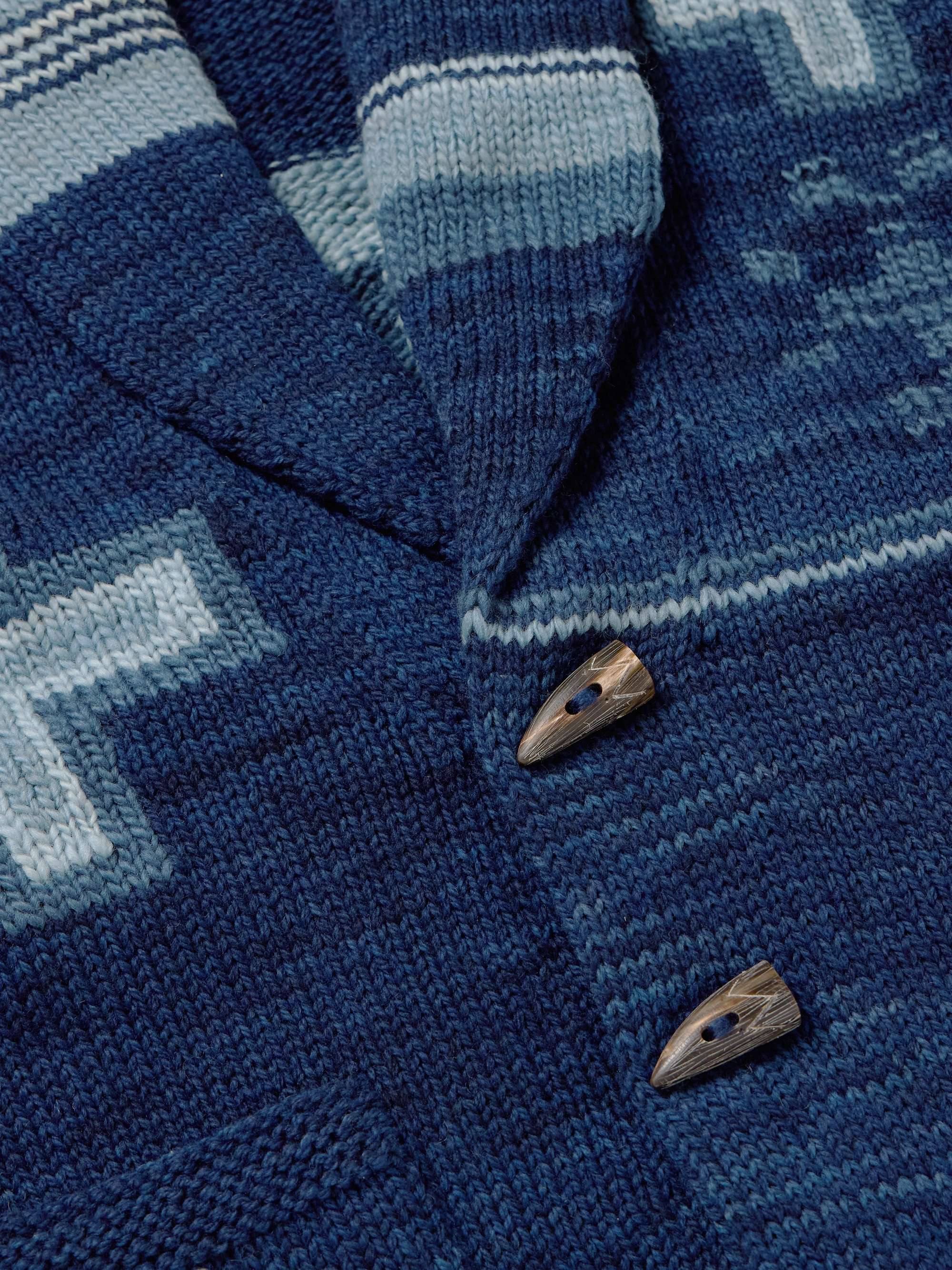 + Naiomi Glasses Shawl-Collar Belted Jacquard-Knit Wool Cardigan view