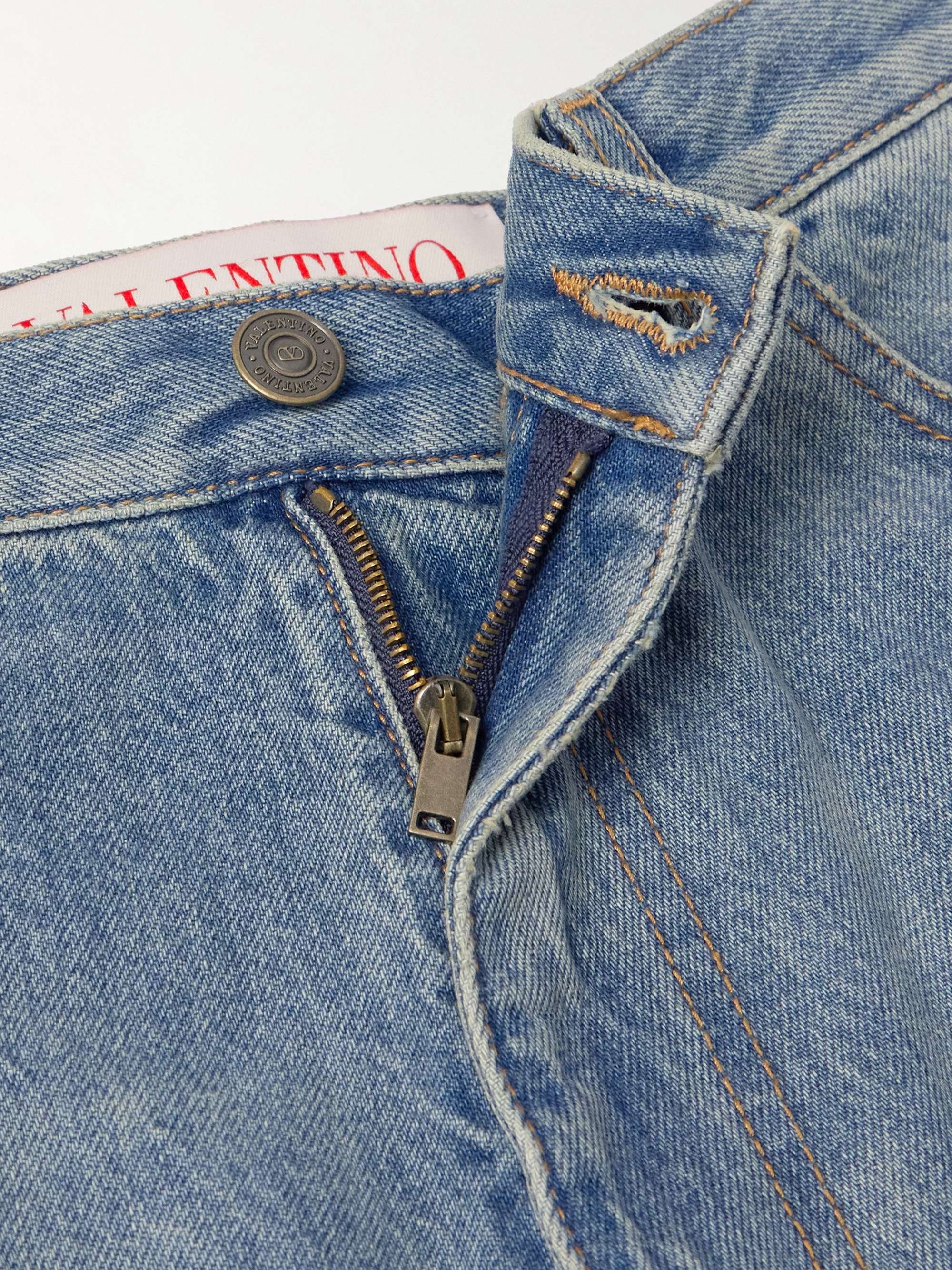 Straight-Leg Cropped Logo-Appliquéd Jacquard-Trimmed Jeans view