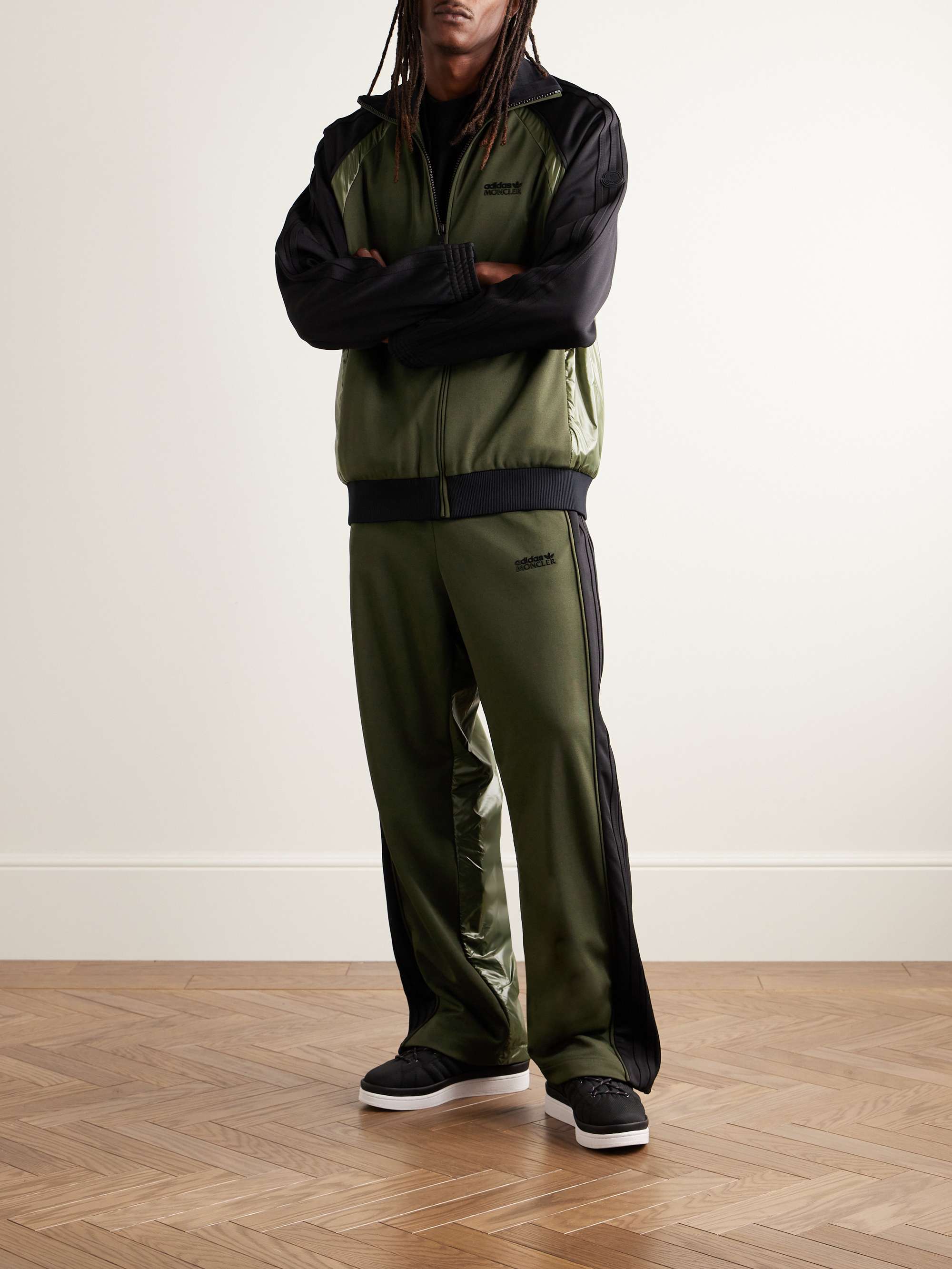 + adidas Originals Straight-Leg Striped Tech-Jersey and Shell Sweatpants view