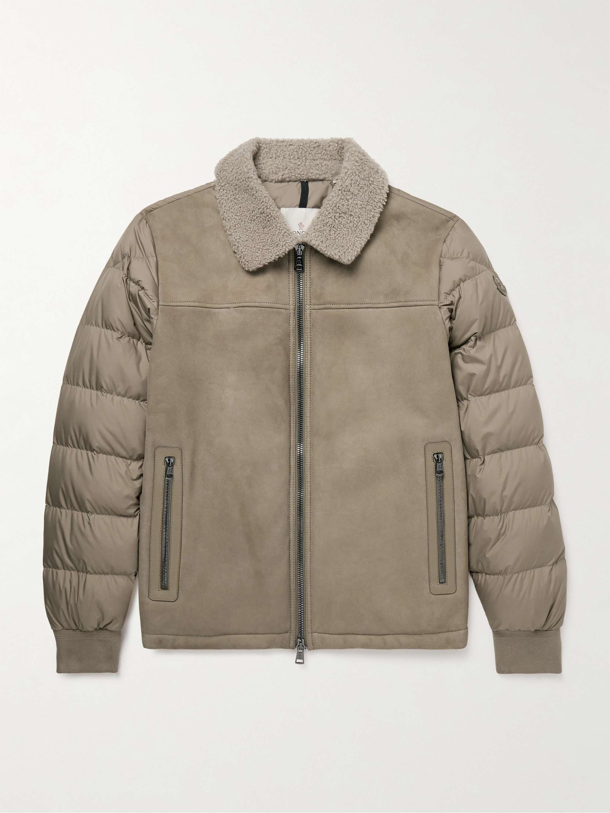 Jumeaux Logo-Appliquéd Shearling and Leather-Trimmed Suede and Quilted Shell Down Jacket hero visual