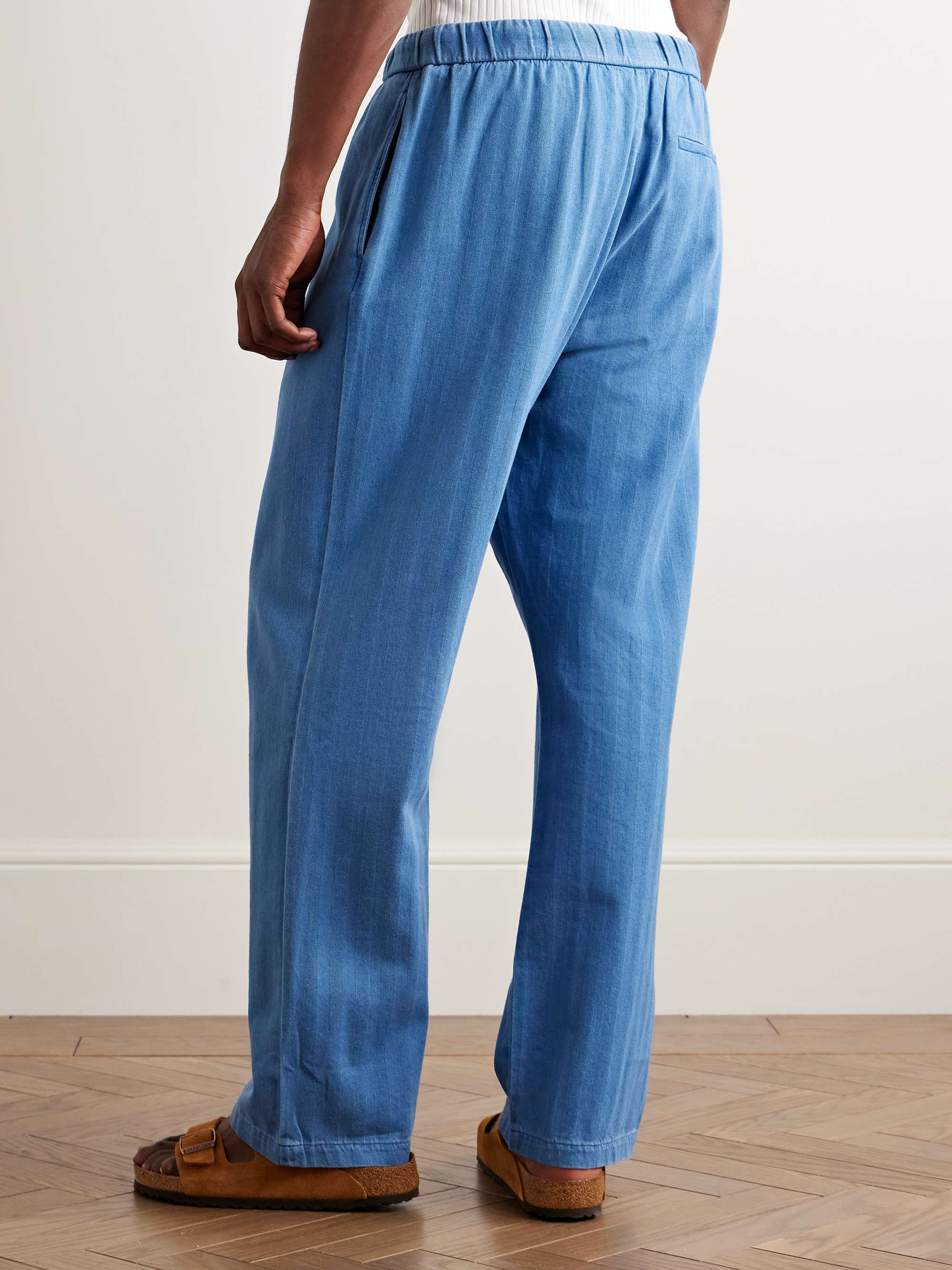 Rocha Straight-Leg Herringbone Cotton Drawstring Trousers view