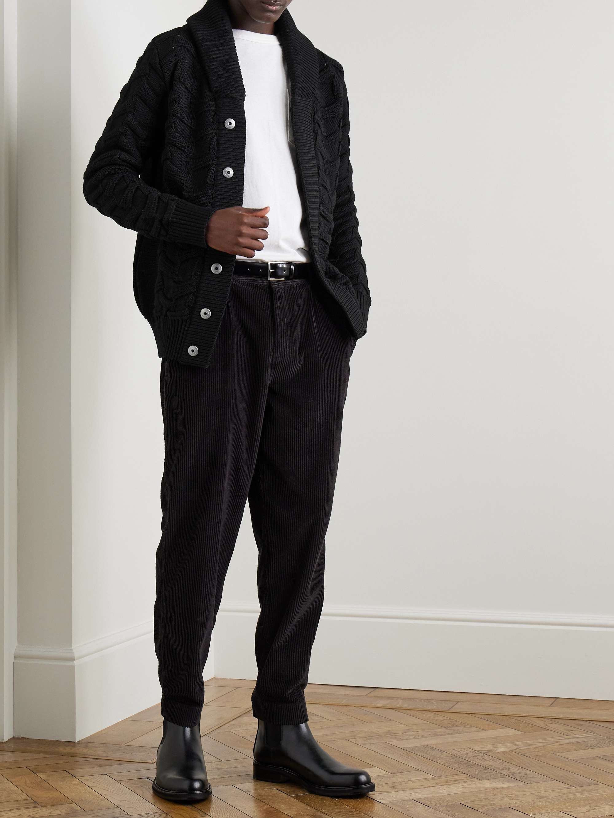 Epigon III Slim-Fit Shawl-Collar Textured Virgin Wool Cardigan view