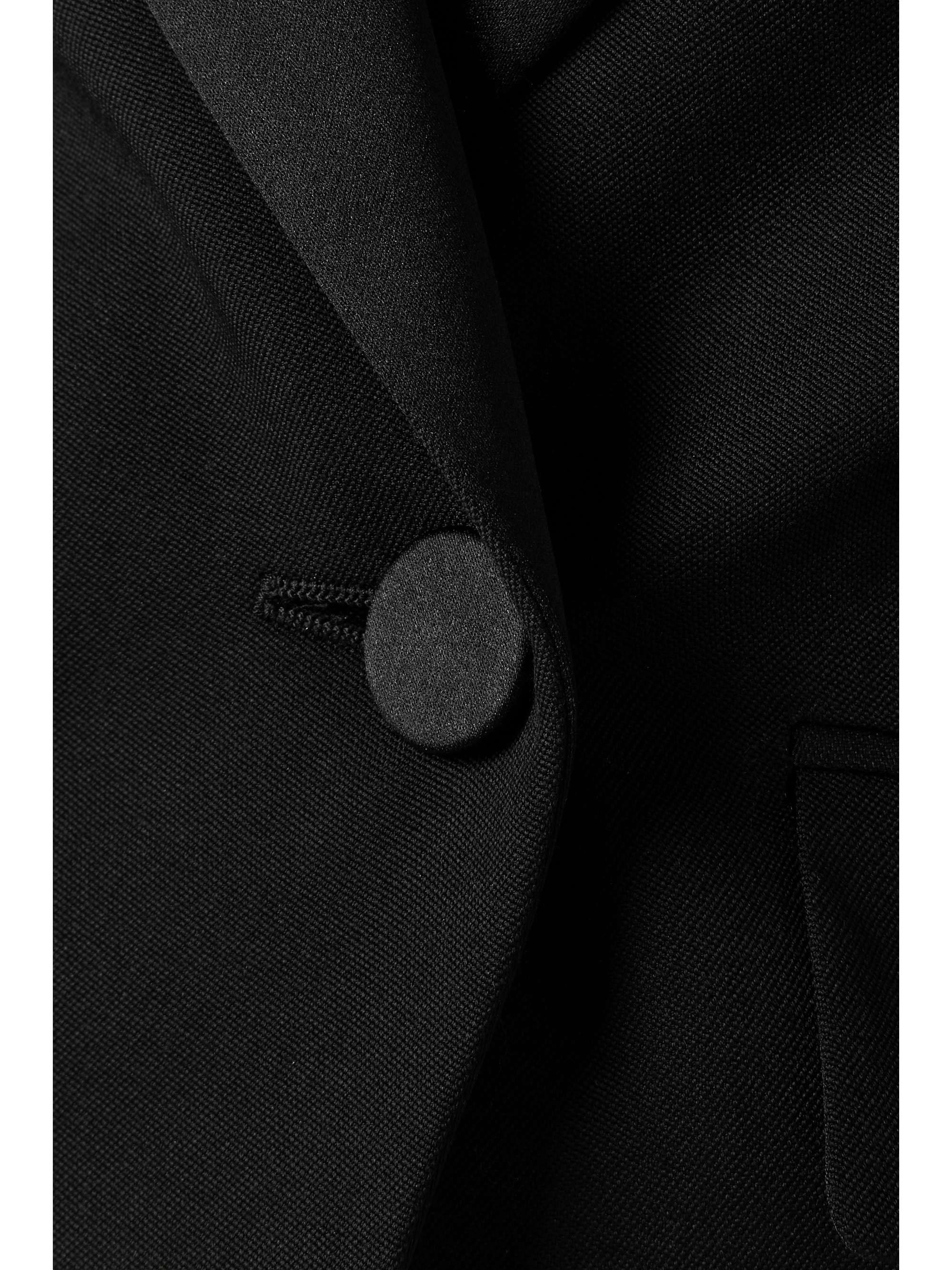 Cropped satin-trimmed grain de poudre wool jacket view
