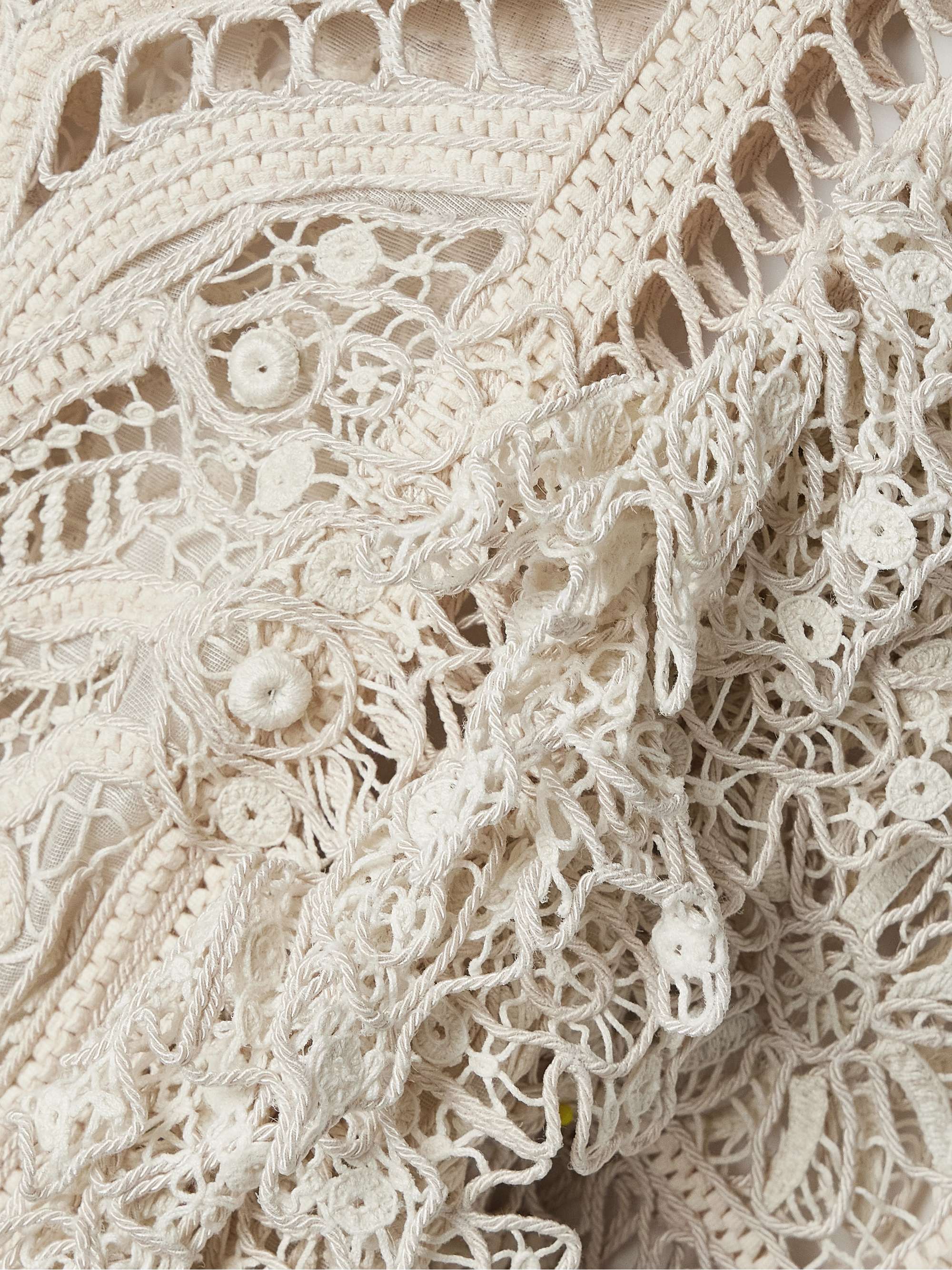 Illuminate Cornelli ruffled linen and silk-blend guipure lace mini dress view