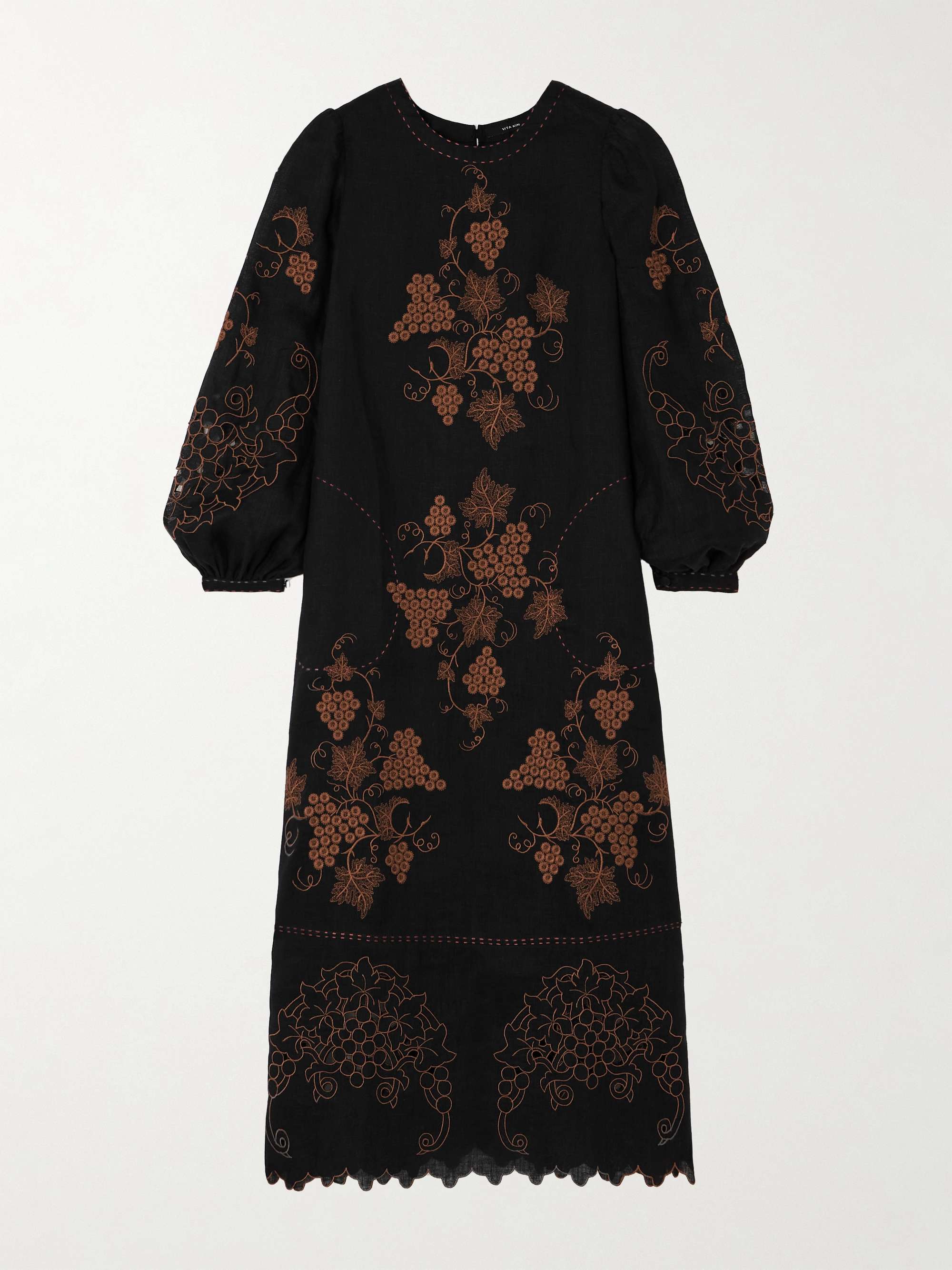 Ophelia scalloped embroidered linen midi dress hero visual
