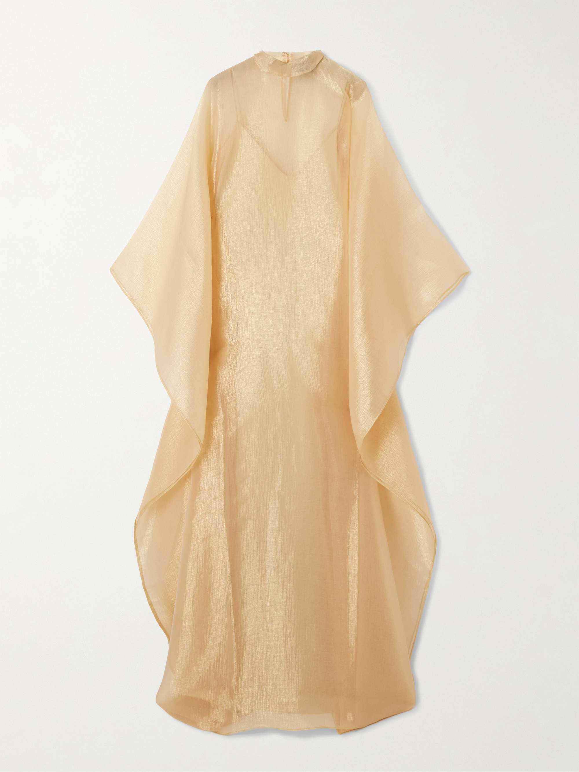 Sphinx draped metallic organza gown hero visual