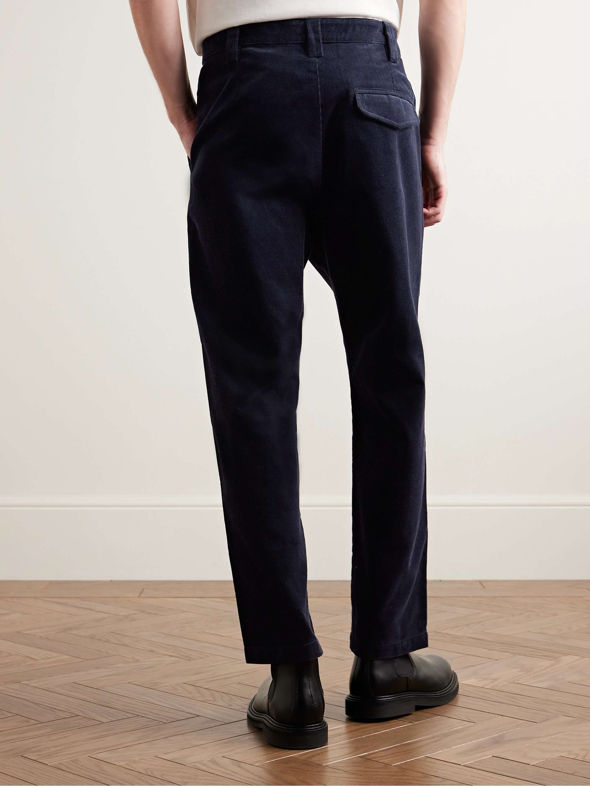 Renato Tapered Pleated Cotton-Corduroy Trousers view