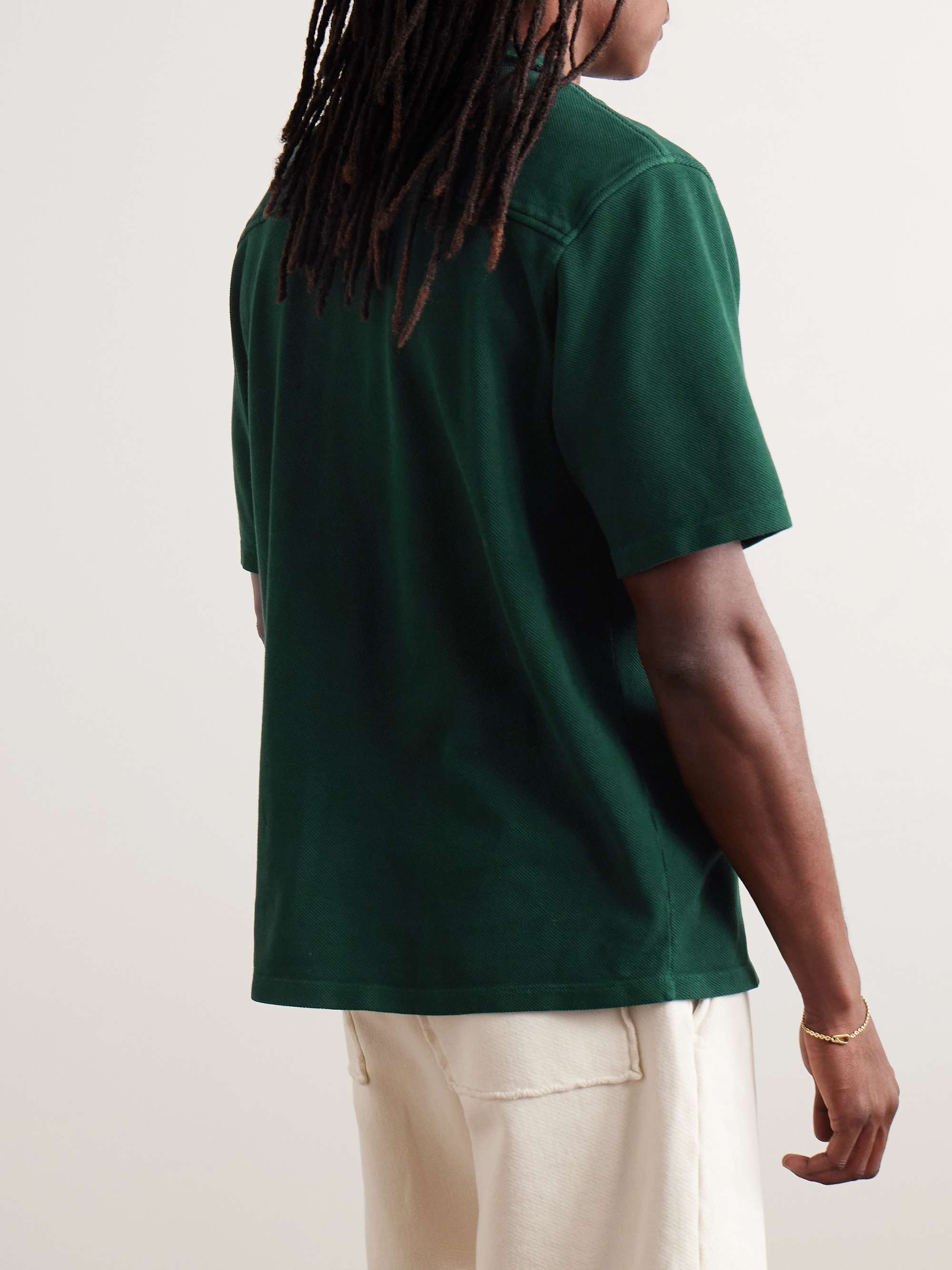 Camp-Collar Garment-Dyed Cotton-Piqué Shirt view
