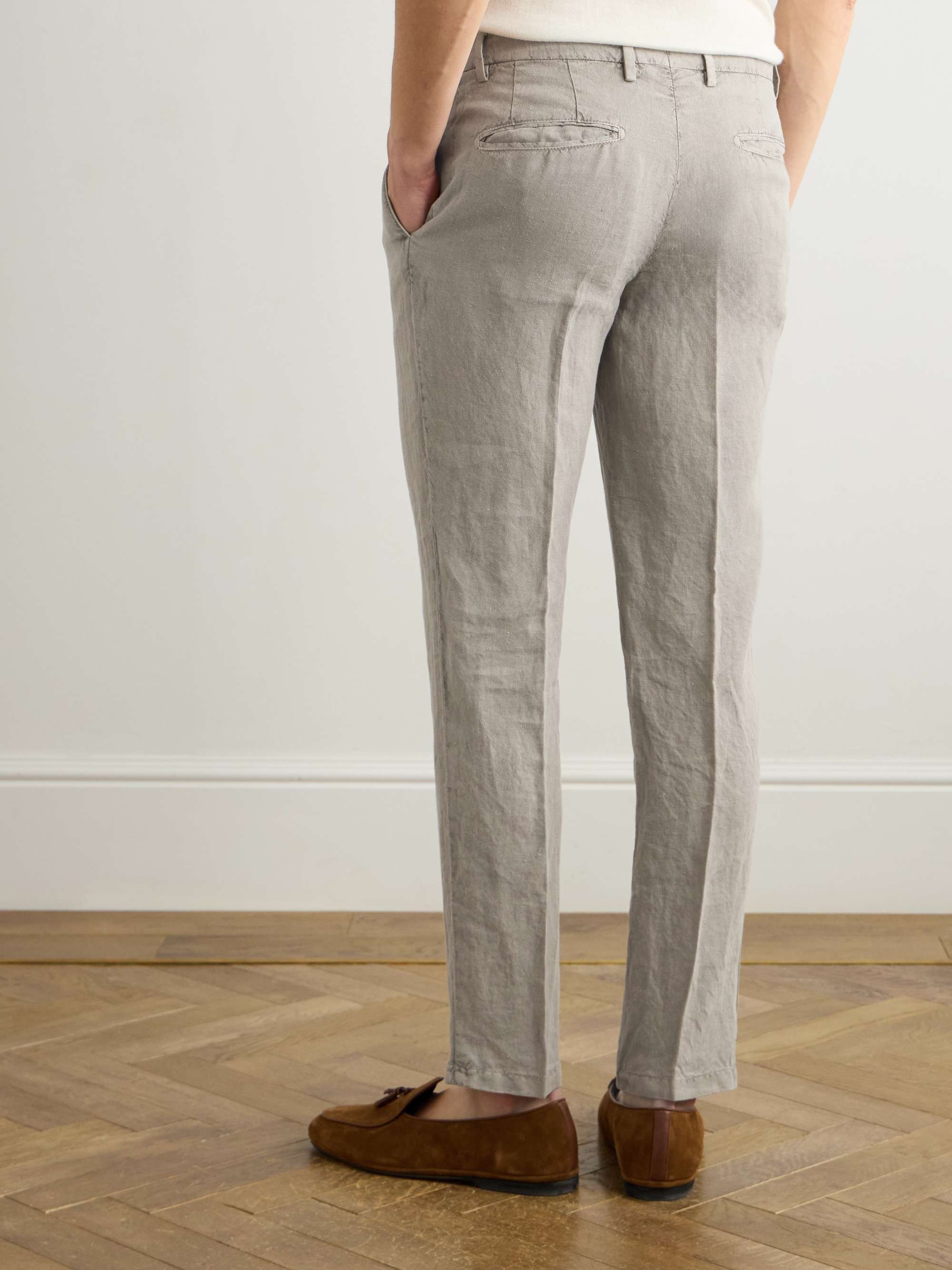 Slim-Fit Straight-Leg Garment-Dyed Linen Suit Trousers view
