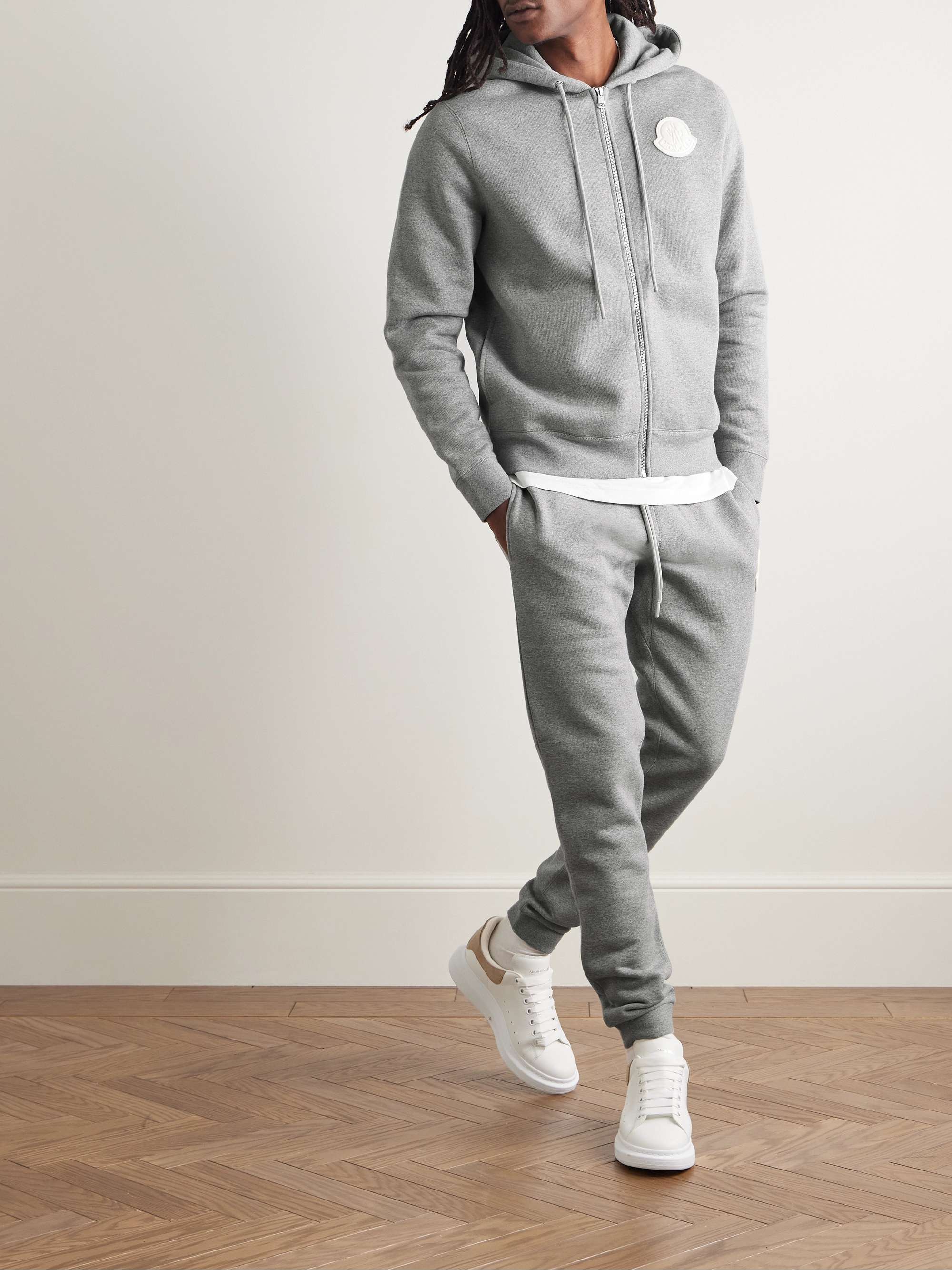 Slim-Fit Tapered Logo-Appliquéd Cotton-Jersey Sweatpants view