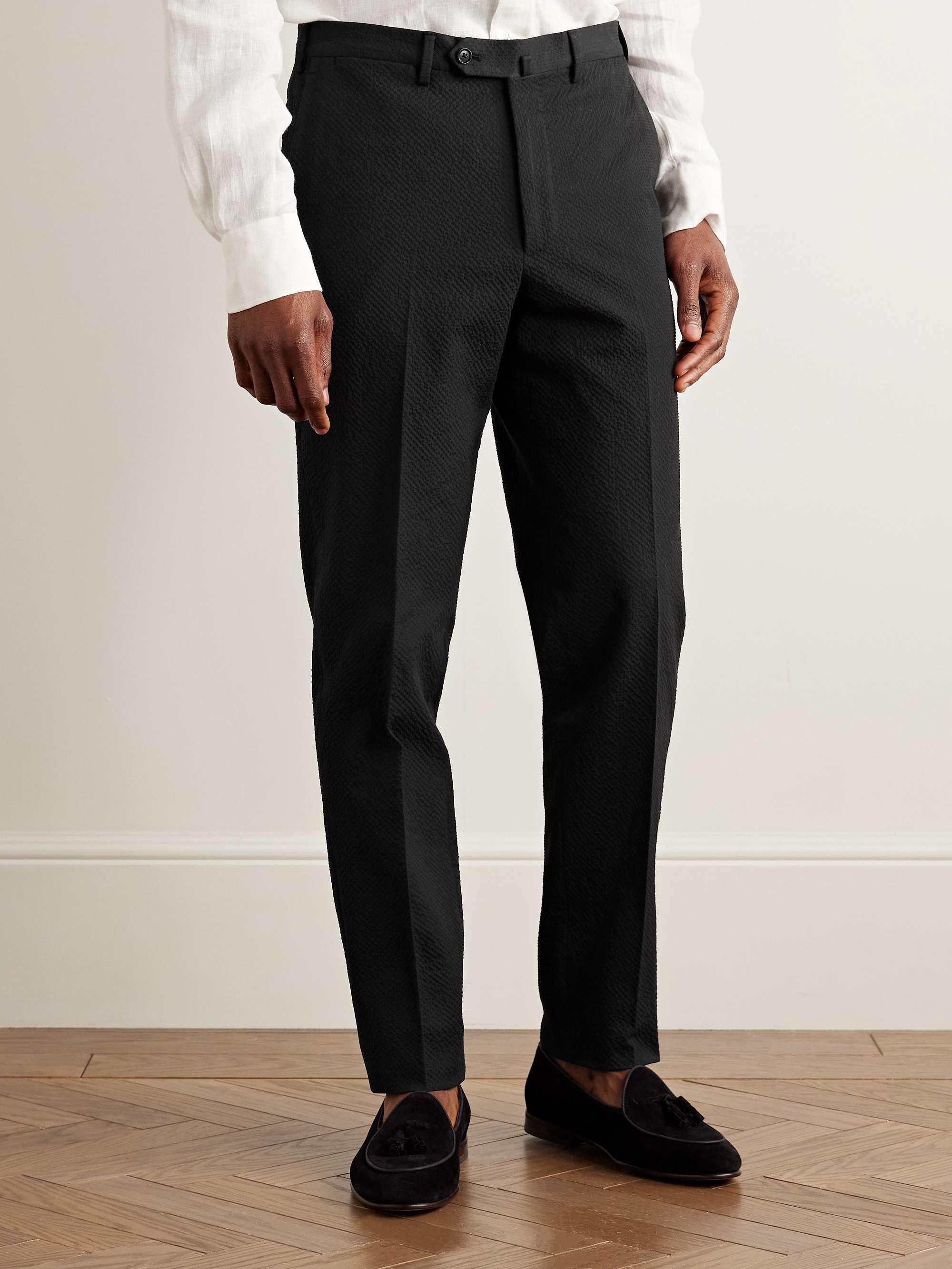 Slim-Fit Cotton-Blend Seersucker Suit Trousers view