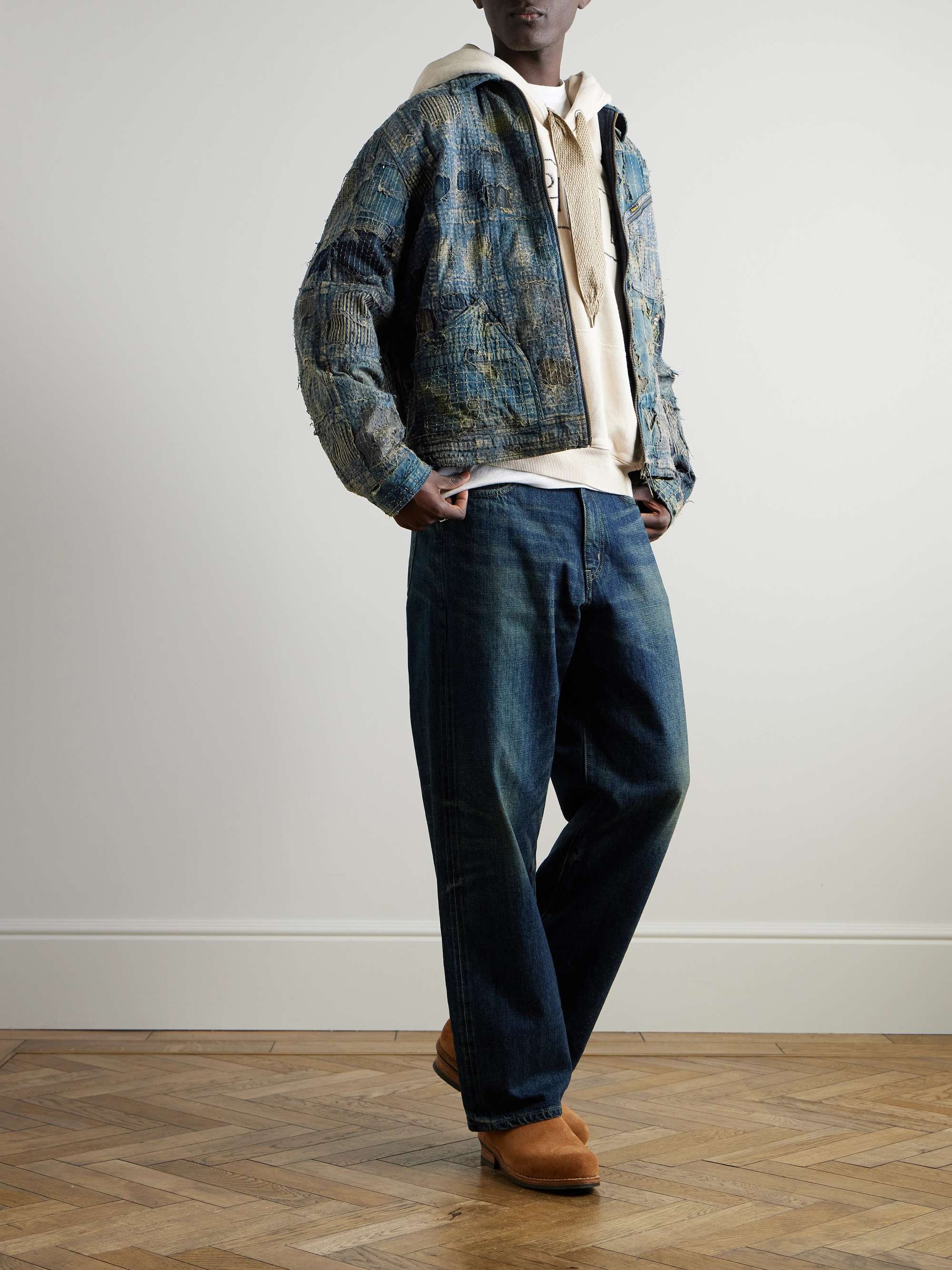 Boro Distressed Patchwork Denim Jacket view