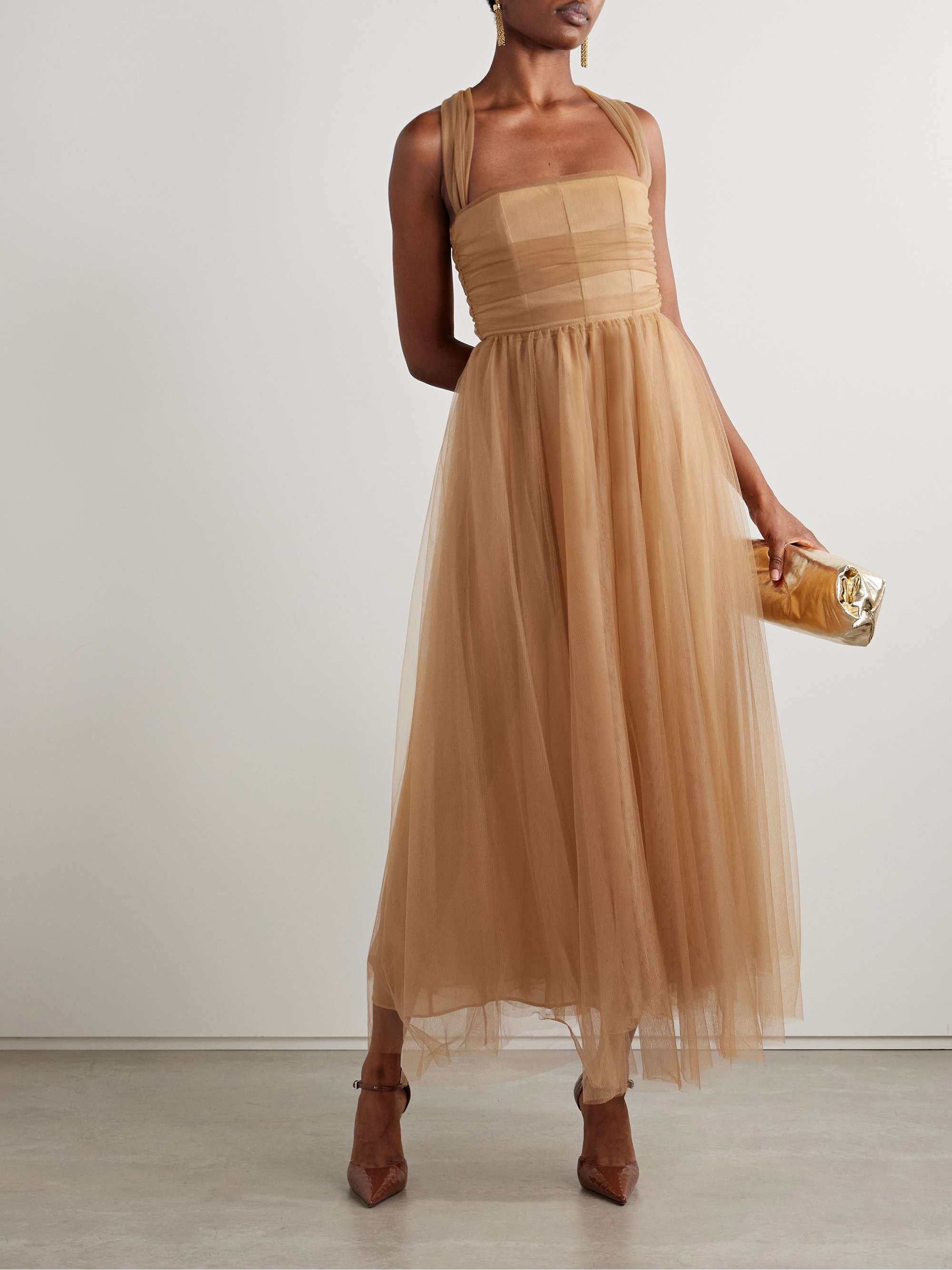 Antonia ruched gathered tulle gown view