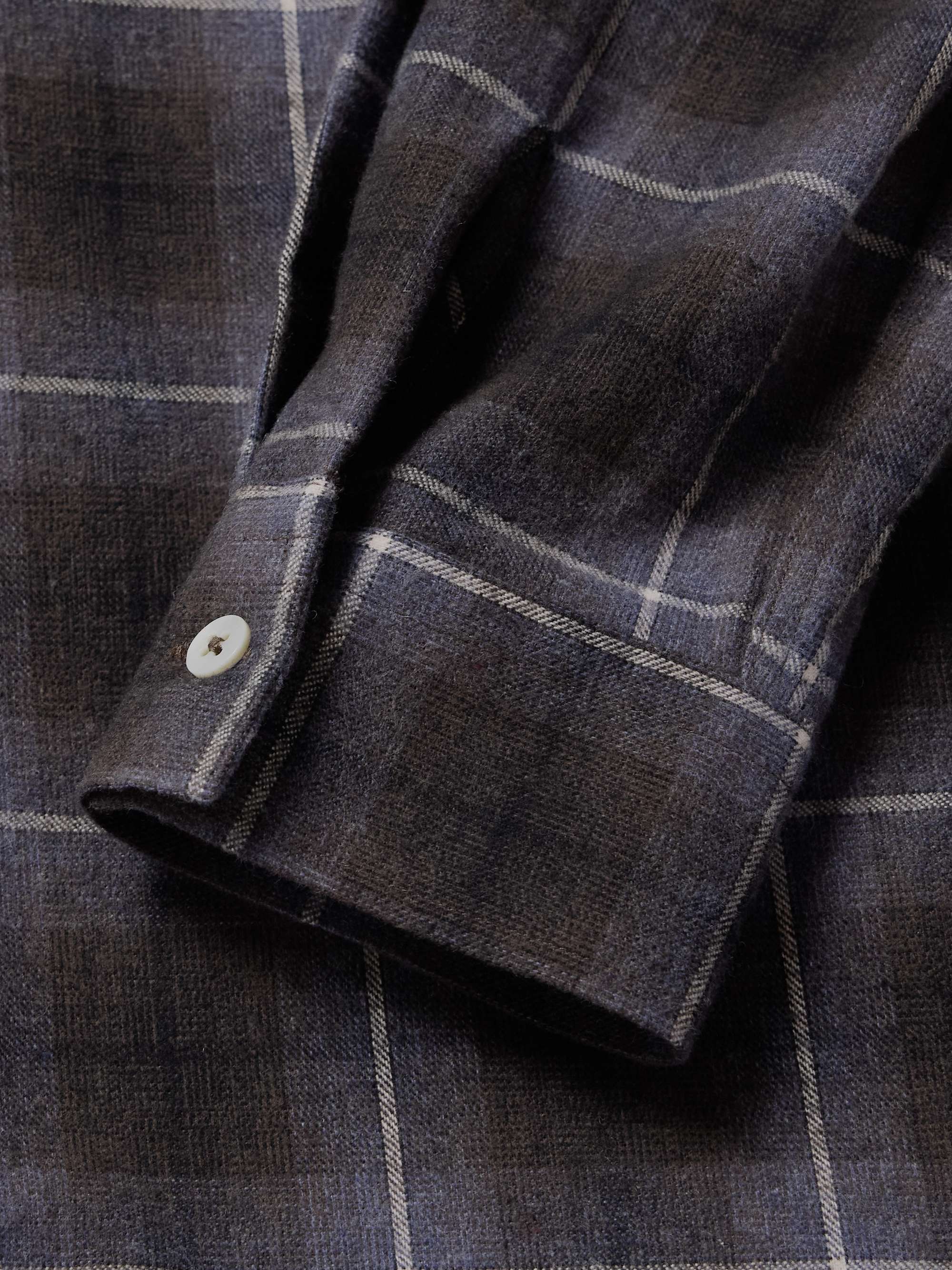 Camp-Collar Checked Cotton-Flannel Shirt view