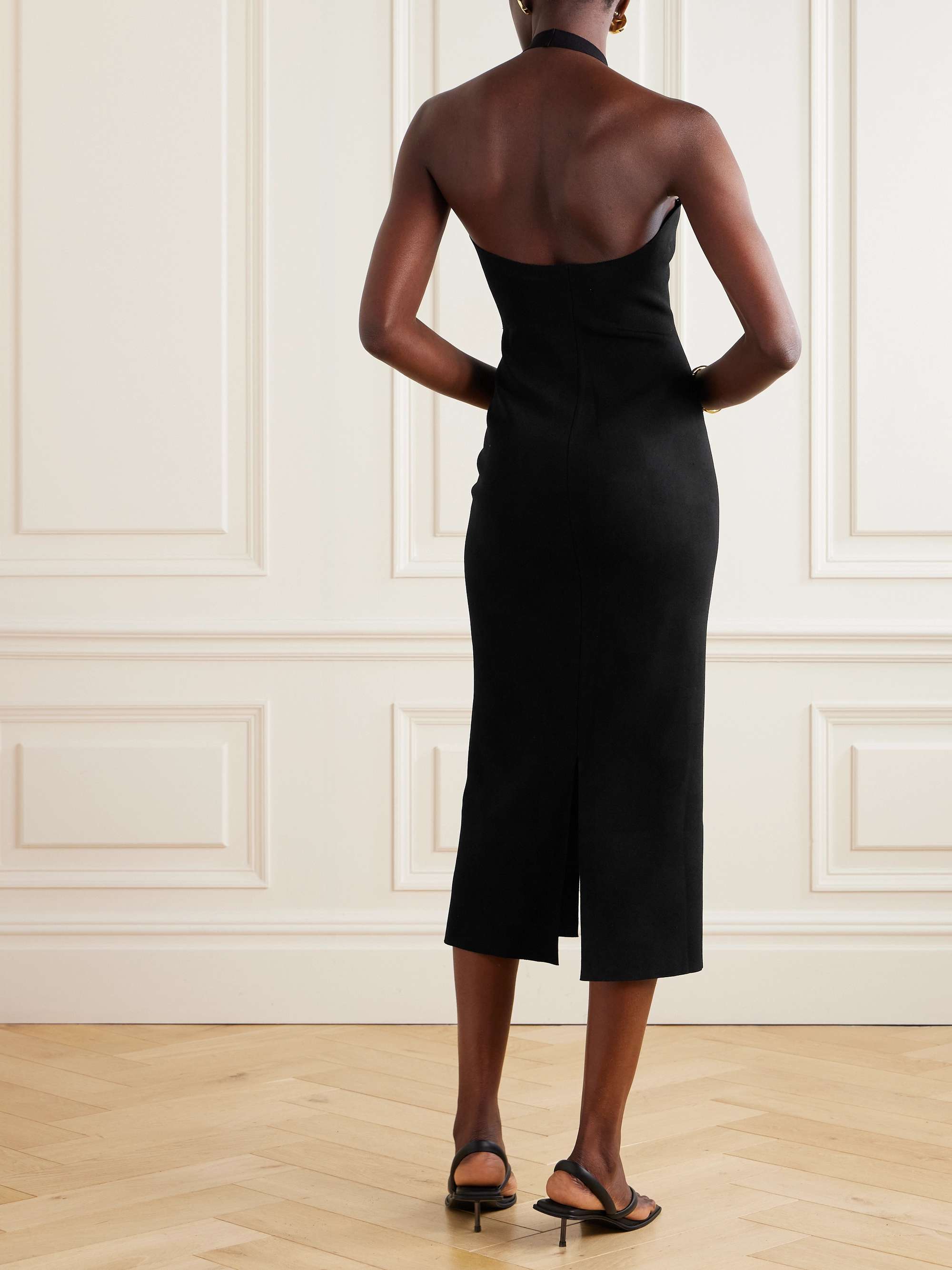 Amalia halterneck jacquard-knit midi dress view