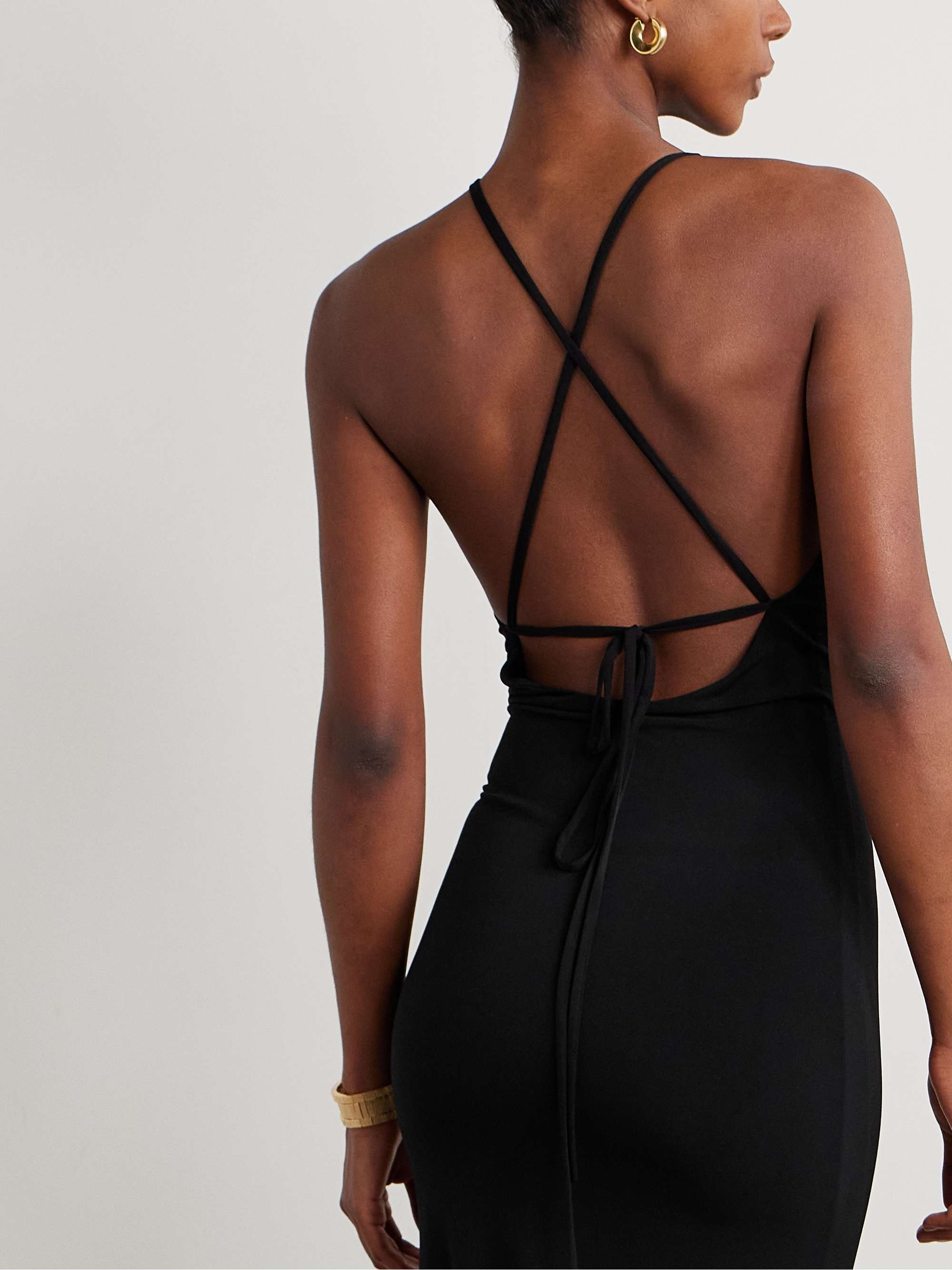 Orchid embellished stretch-jersey halterneck maxi dress view