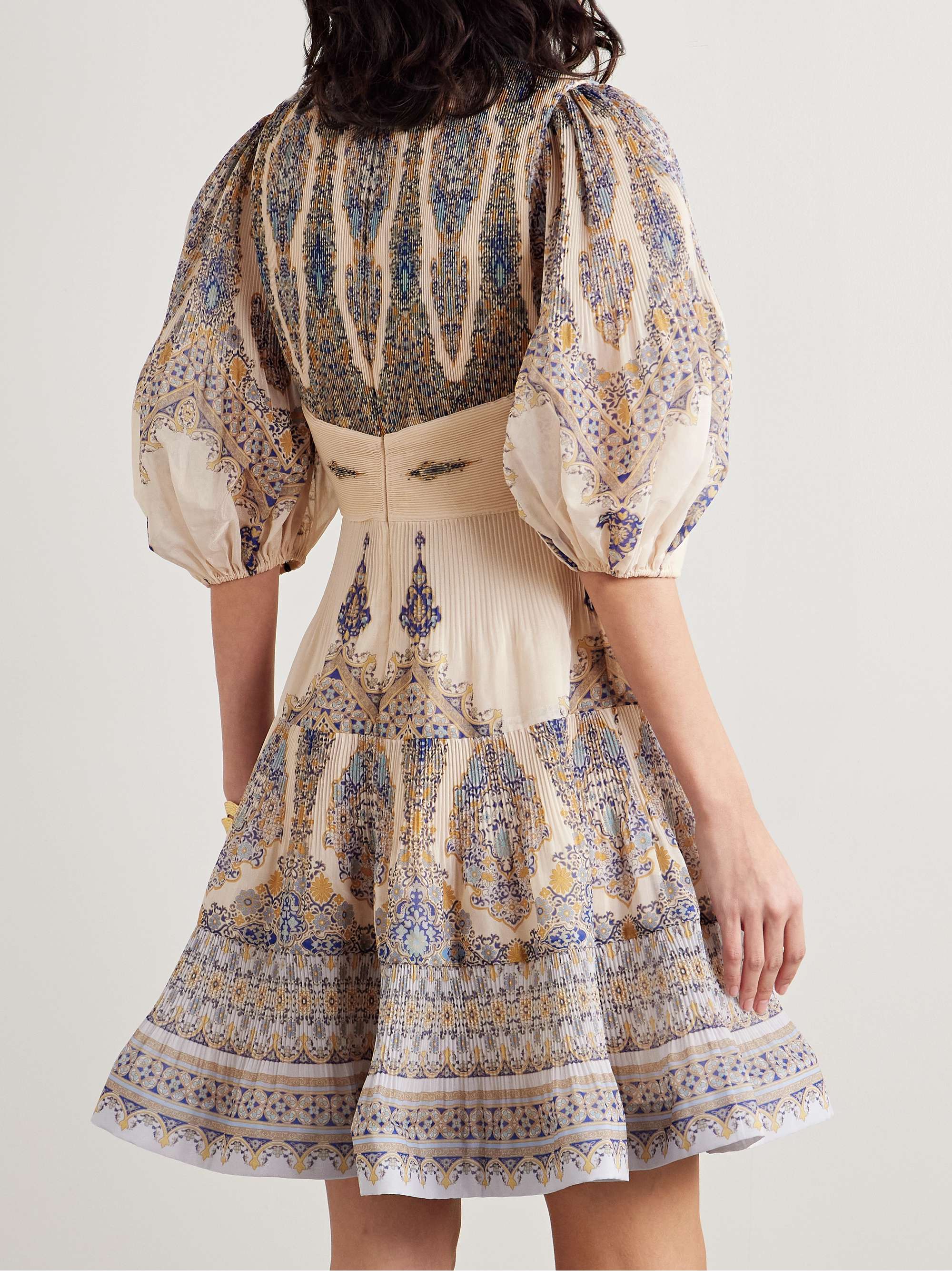Printed plissé-organza mini dress view