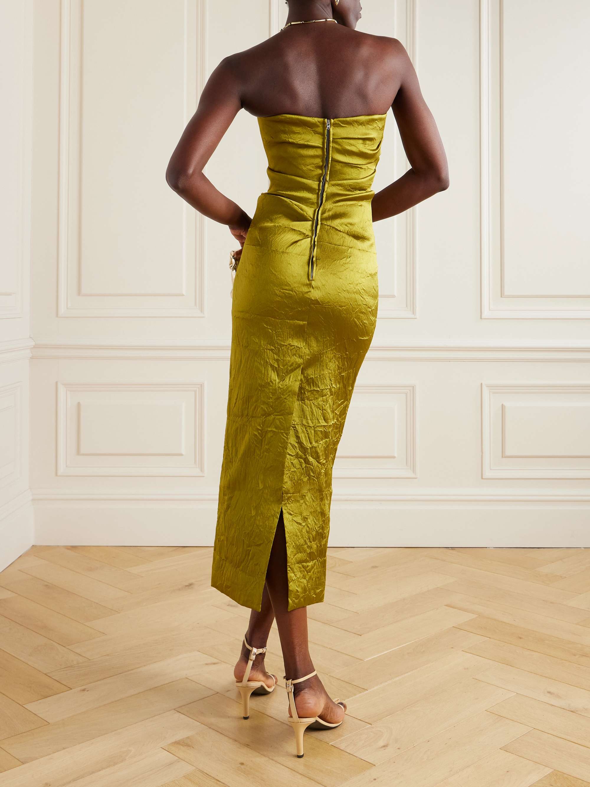 Kezia strapless gathered crinkled twill midi dress view
