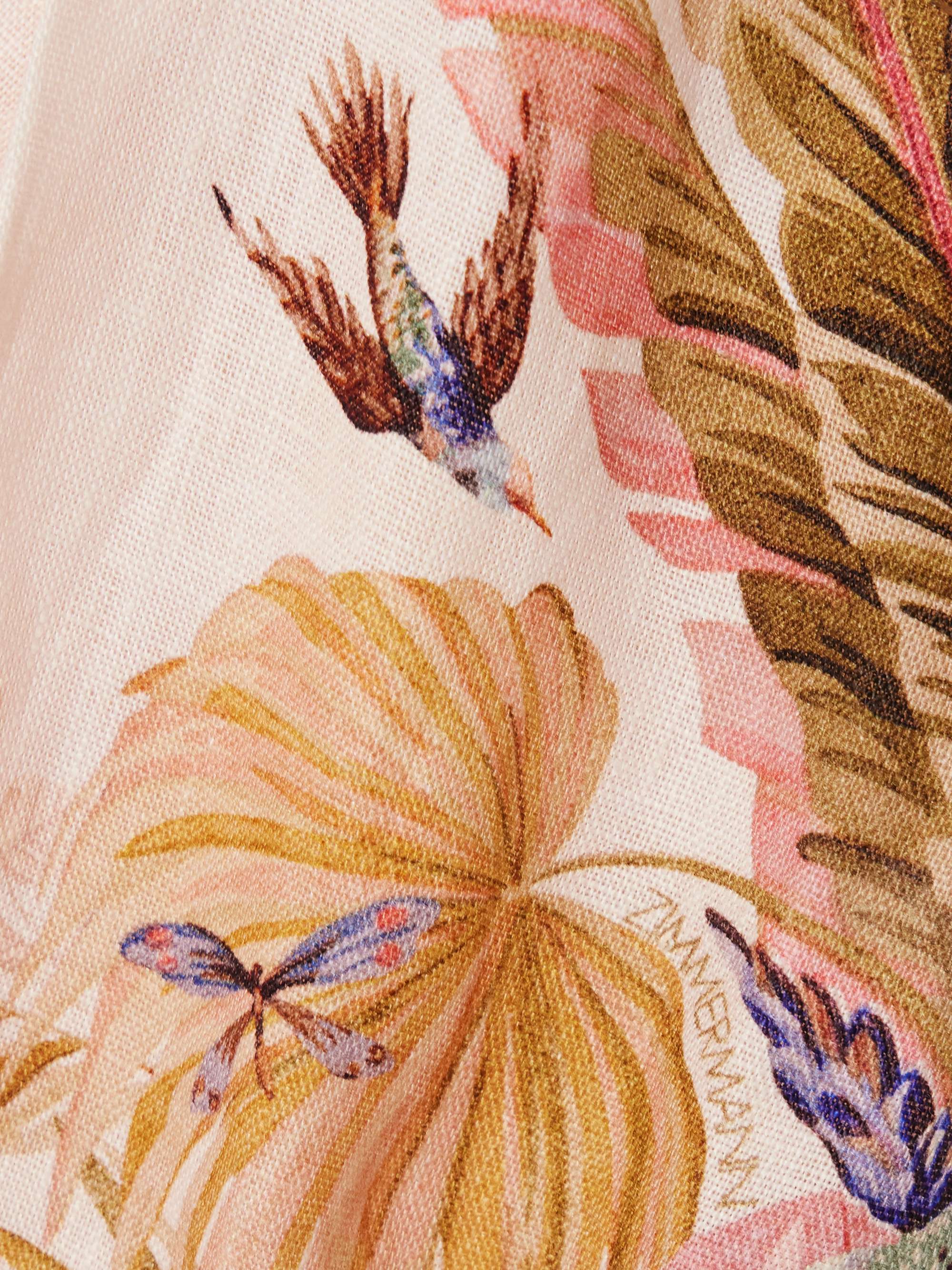 Ascension belted bead-embellished floral-print linen shorts view