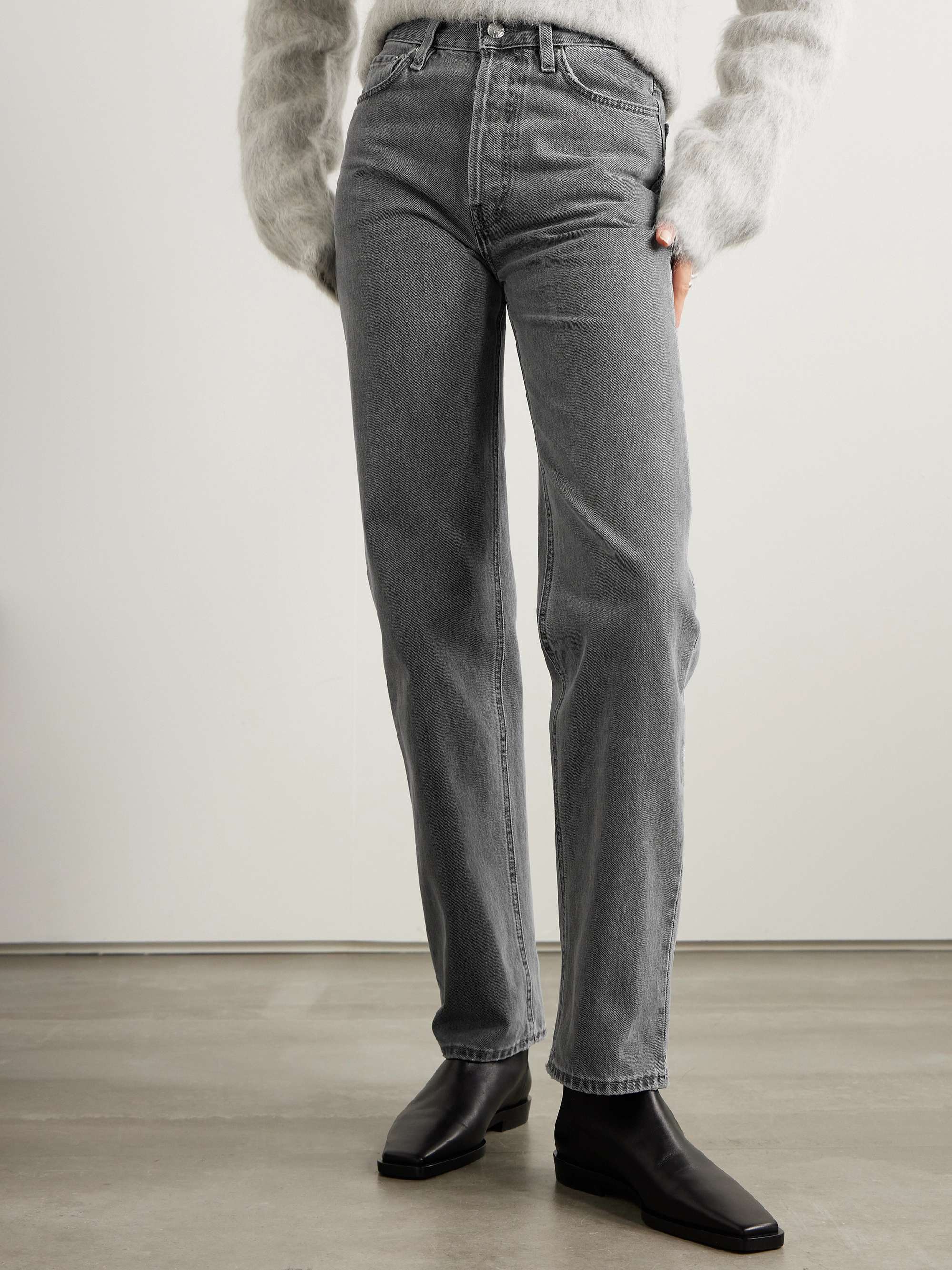 High-rise straight-leg organic jeans view