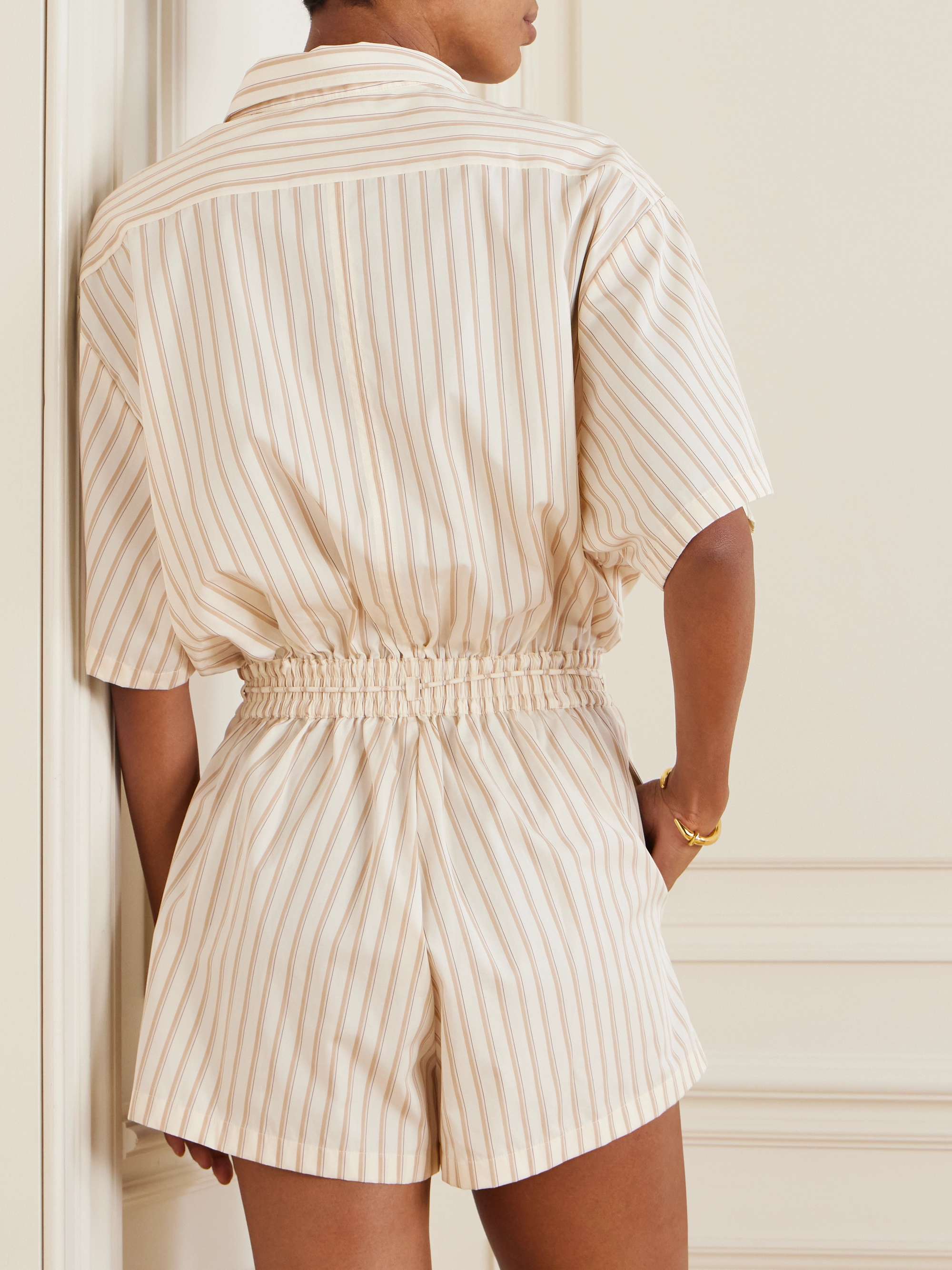 Faia belted striped cotton-poplin playsuit view