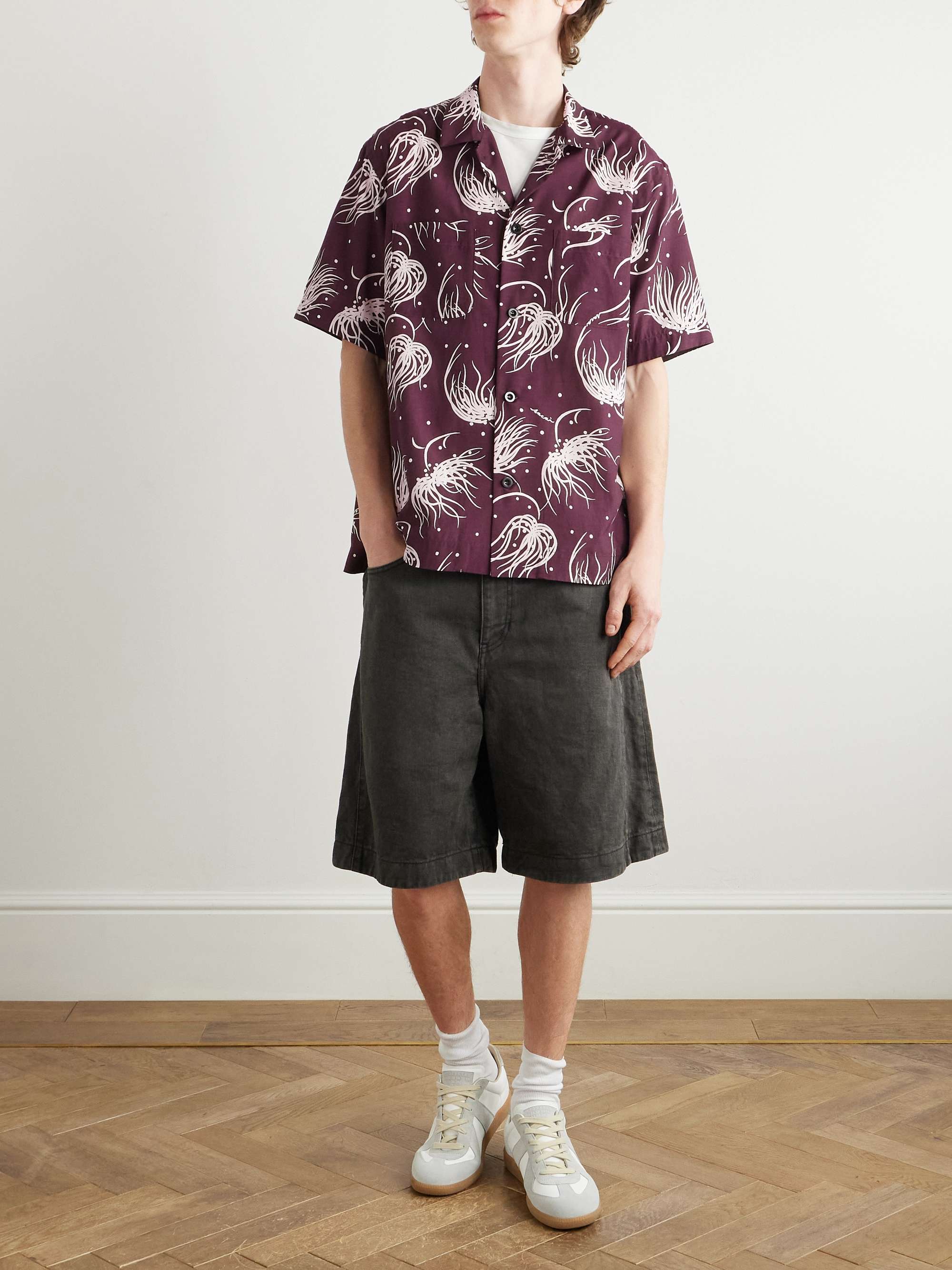 Wide-Leg Belted Denim Bermuda Shorts view