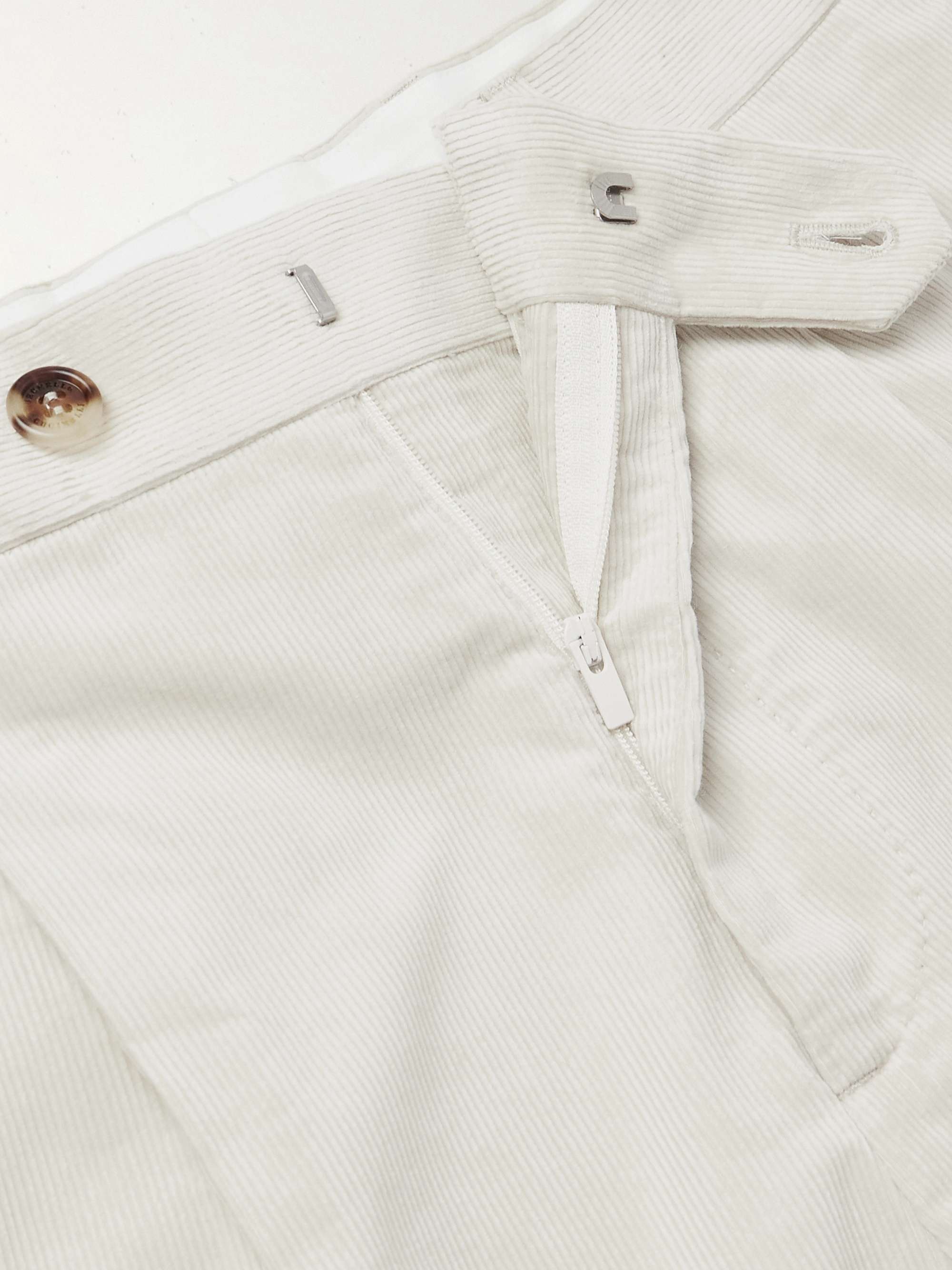 Straight-Leg Pleated Cotton-Corduroy Suit Trousers view