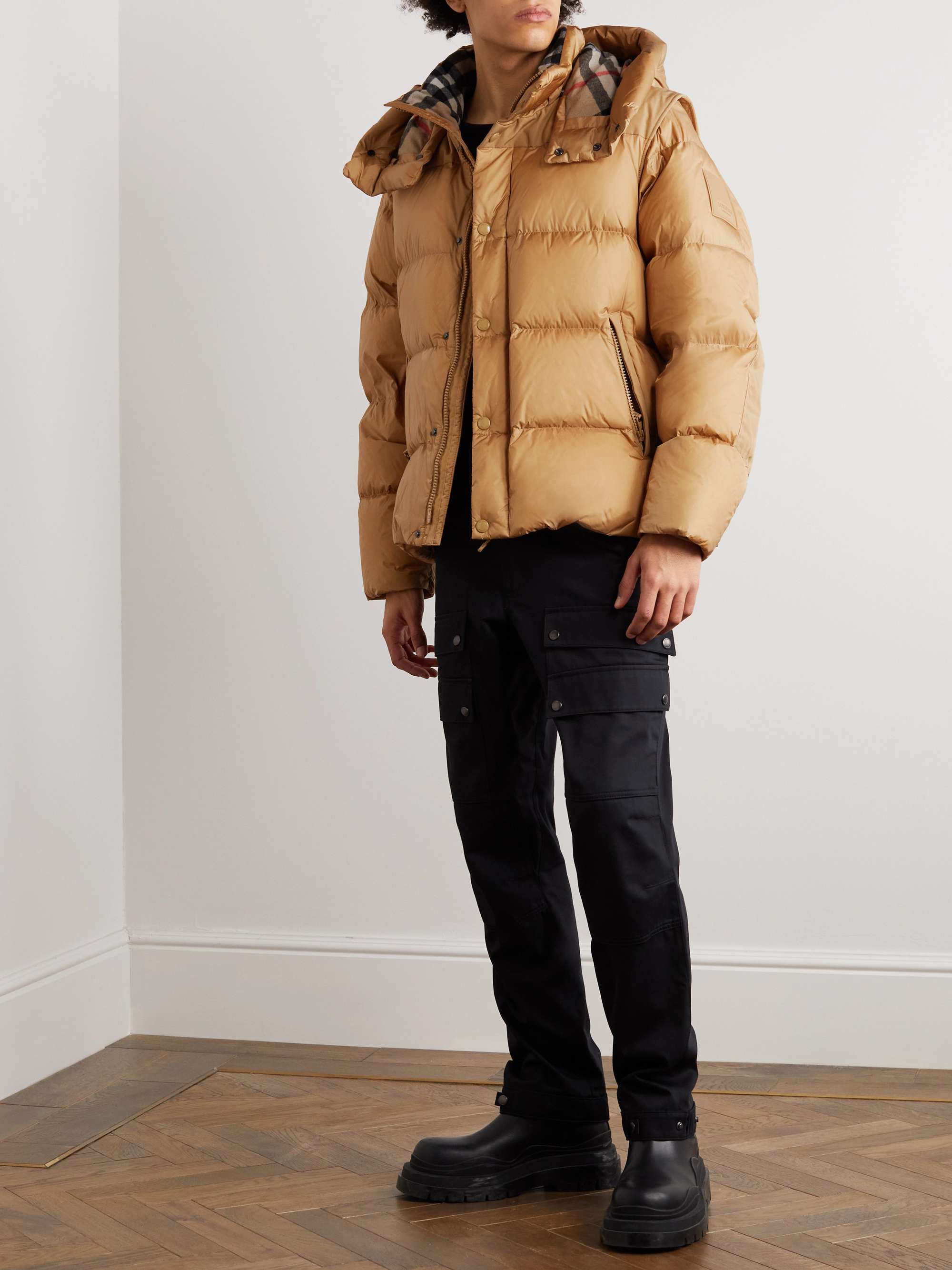 Convertible Logo-Appliquéd Quilted Shell Hooded Down Jacket view