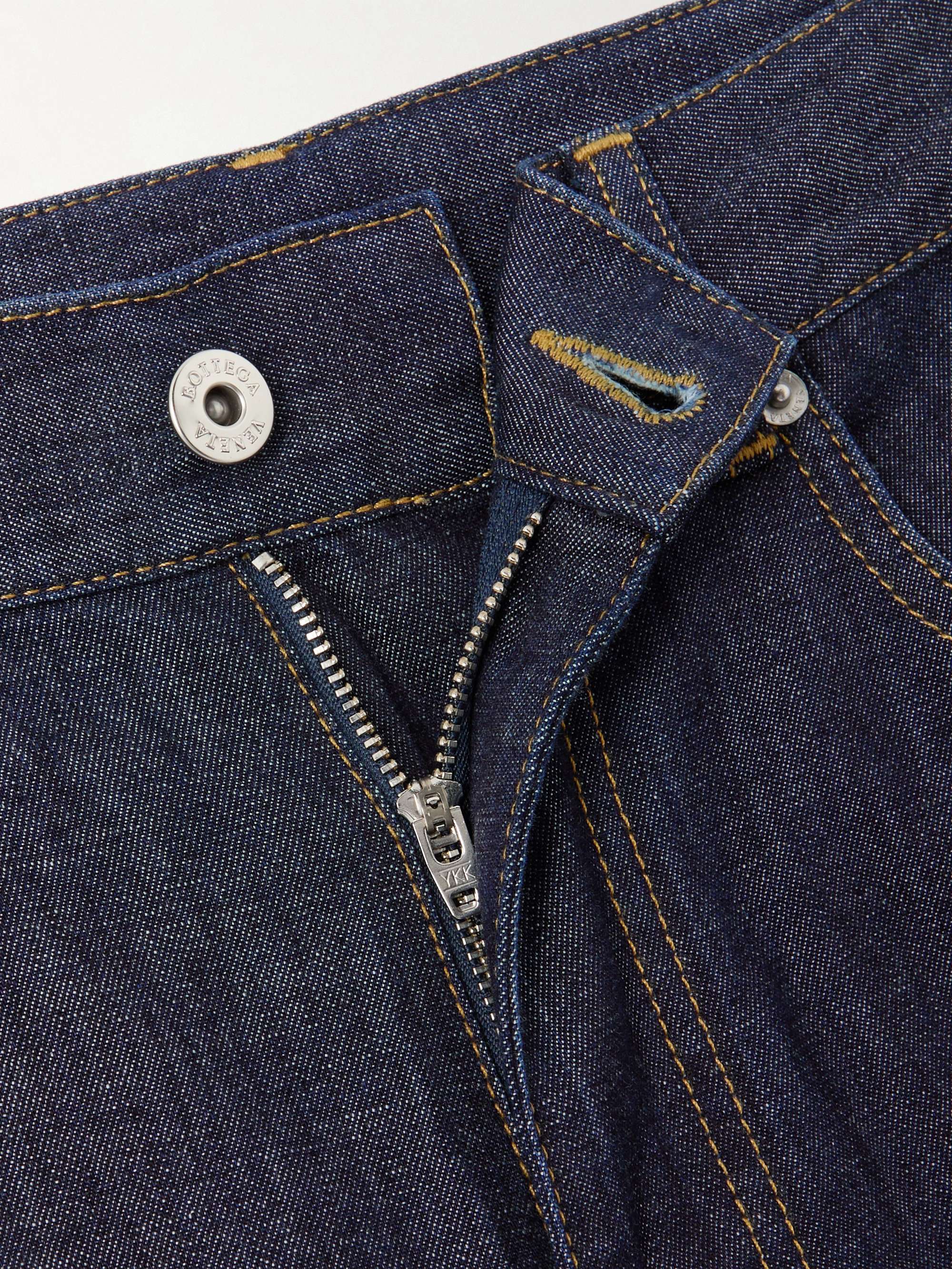 Intrecciato suede-trimmed mid-rise straight-leg jeans view