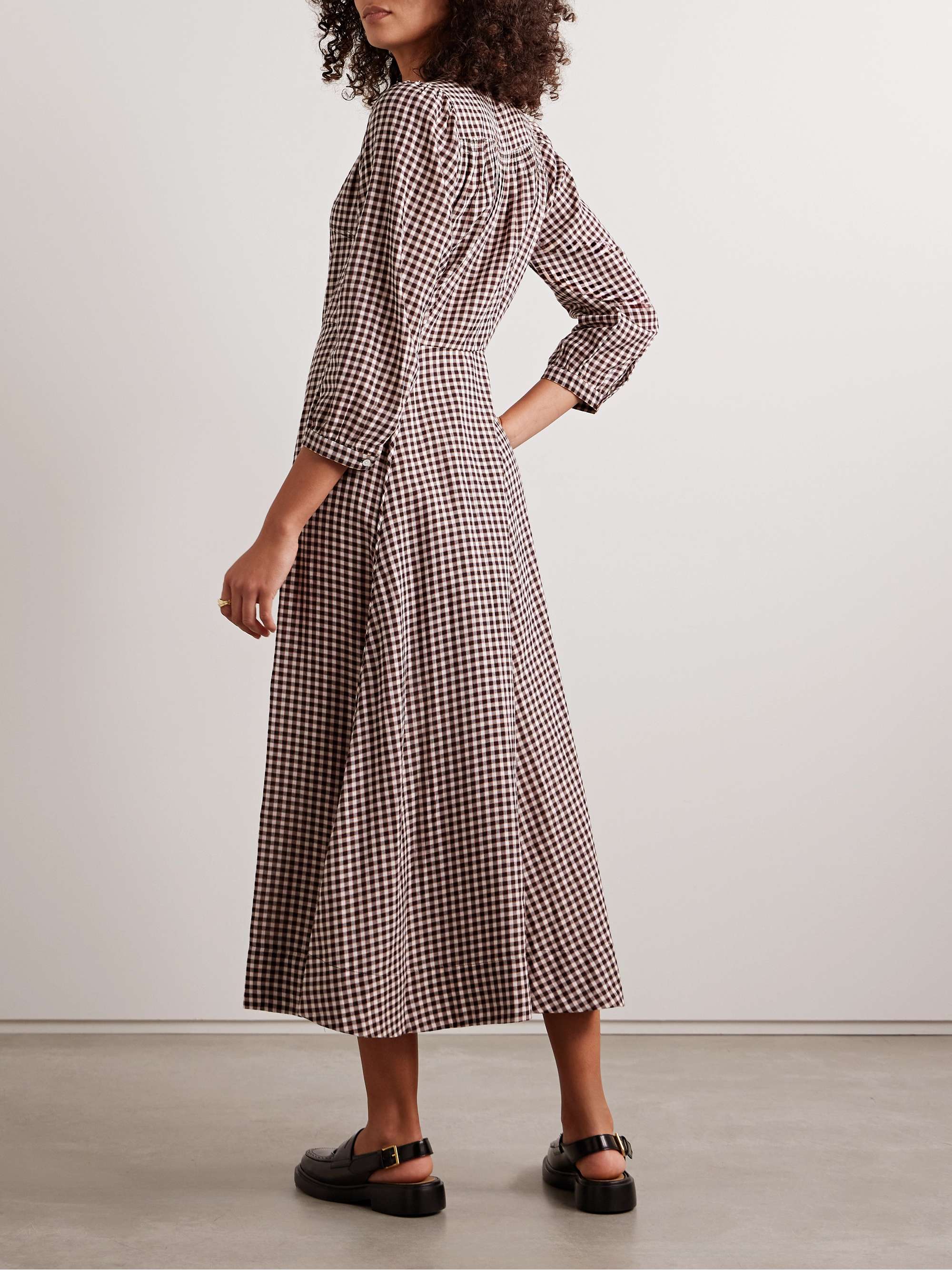 Marielle checked organic cotton-flannel midi dress view